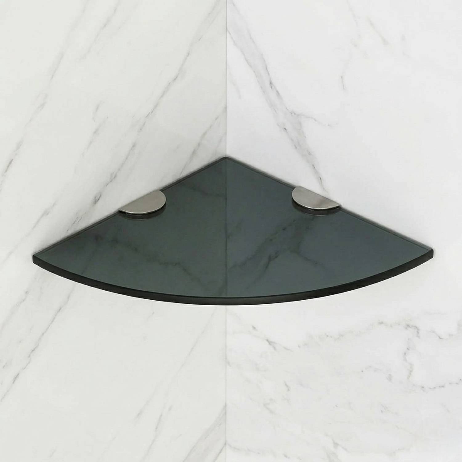 Auraview Without Railing Corner Round 9x9 inch Shelf 1 Black Glass Wall Shelf