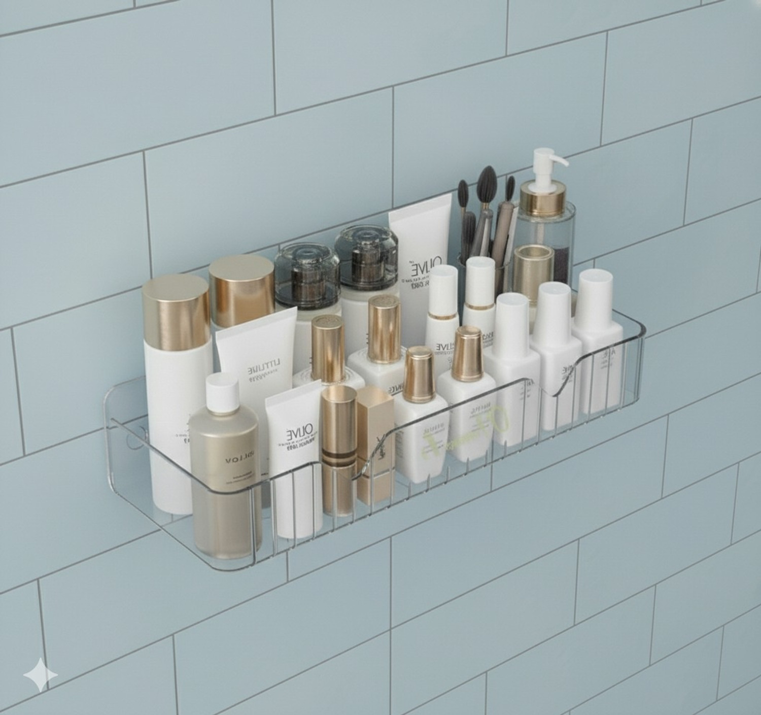 Image of ESSPY Drill-Free Shower Caddy | Self-Adhesive Plastic Shelf | Bathroom Organizer Plastic Wall Shelf