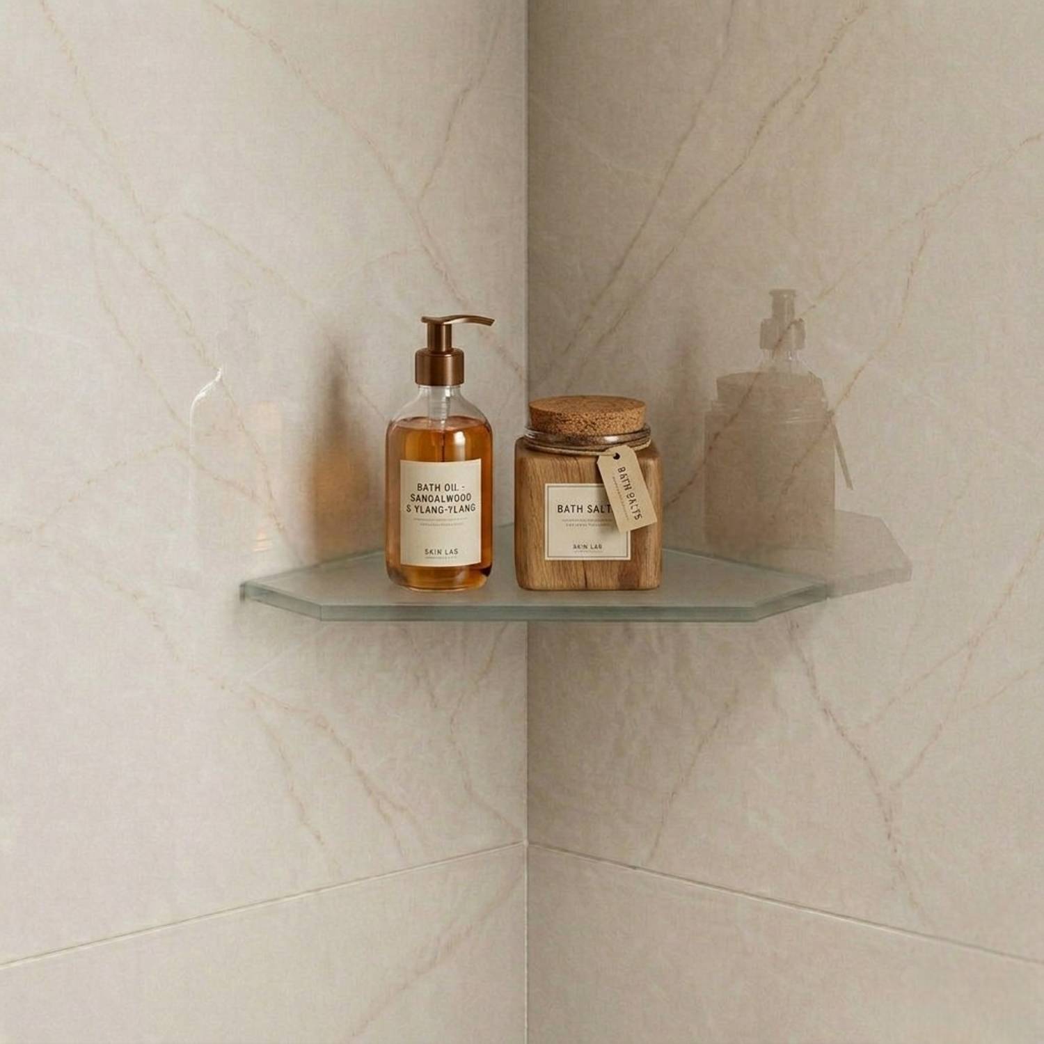 Auraview Without Railing Diamond 6x6 inch Shelf 1 Frosted Glass Wall Shelf