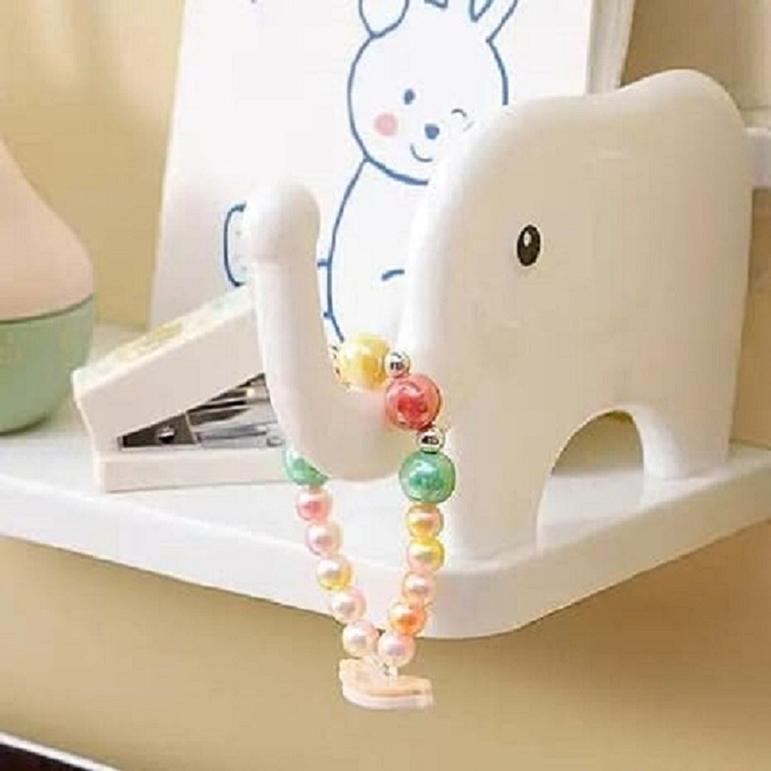 Image of Zubix Elephant Rack Shelf Plastic Stand Wall Stand Plastic Wall Shelf Plastic Wall Shelf (Number of Shelves - 1, White)