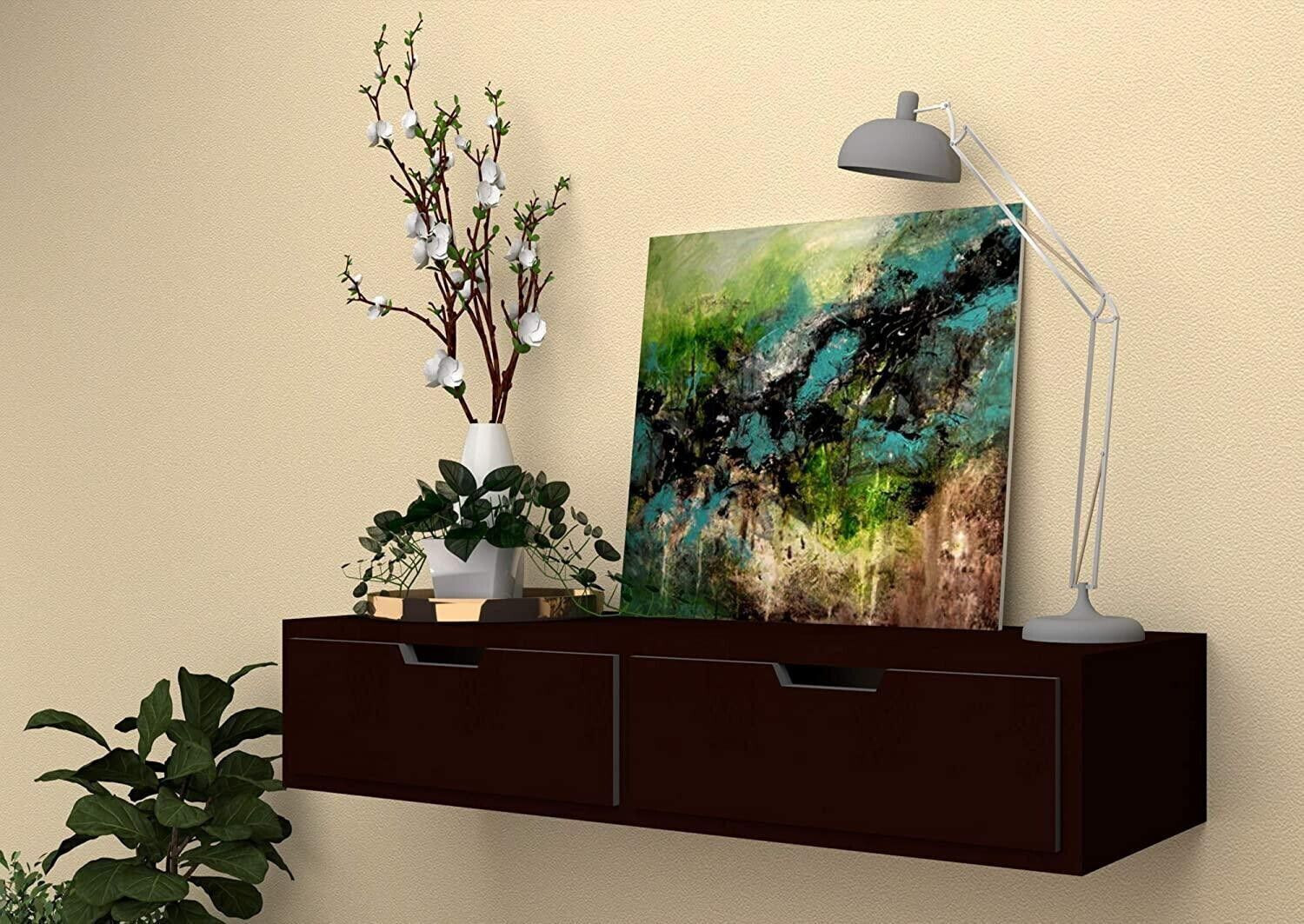 Image of Amaze Shoppee Exclusively Launched Engineered Wood Wall Shelf with Drawer for Living Room Wooden Wall Shelf