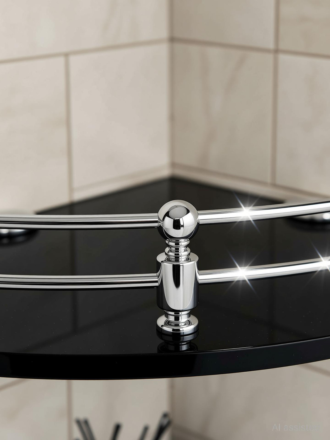 Image of CHEAPER SHOP Glass Corner Shelf Bathroom Shelf and Kitchen Shelf Bathroom Accessories Glass Wall Shelf