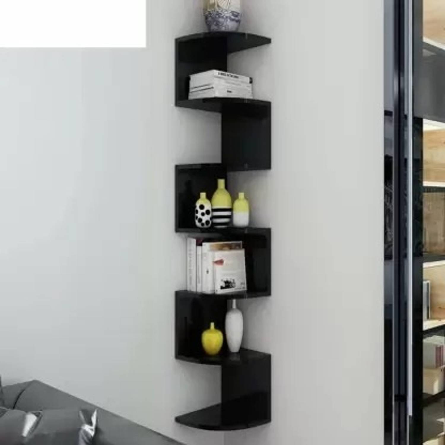 CraftOnline 7 Tier Wooden Wall Shelves Corner Hanging Shelf for