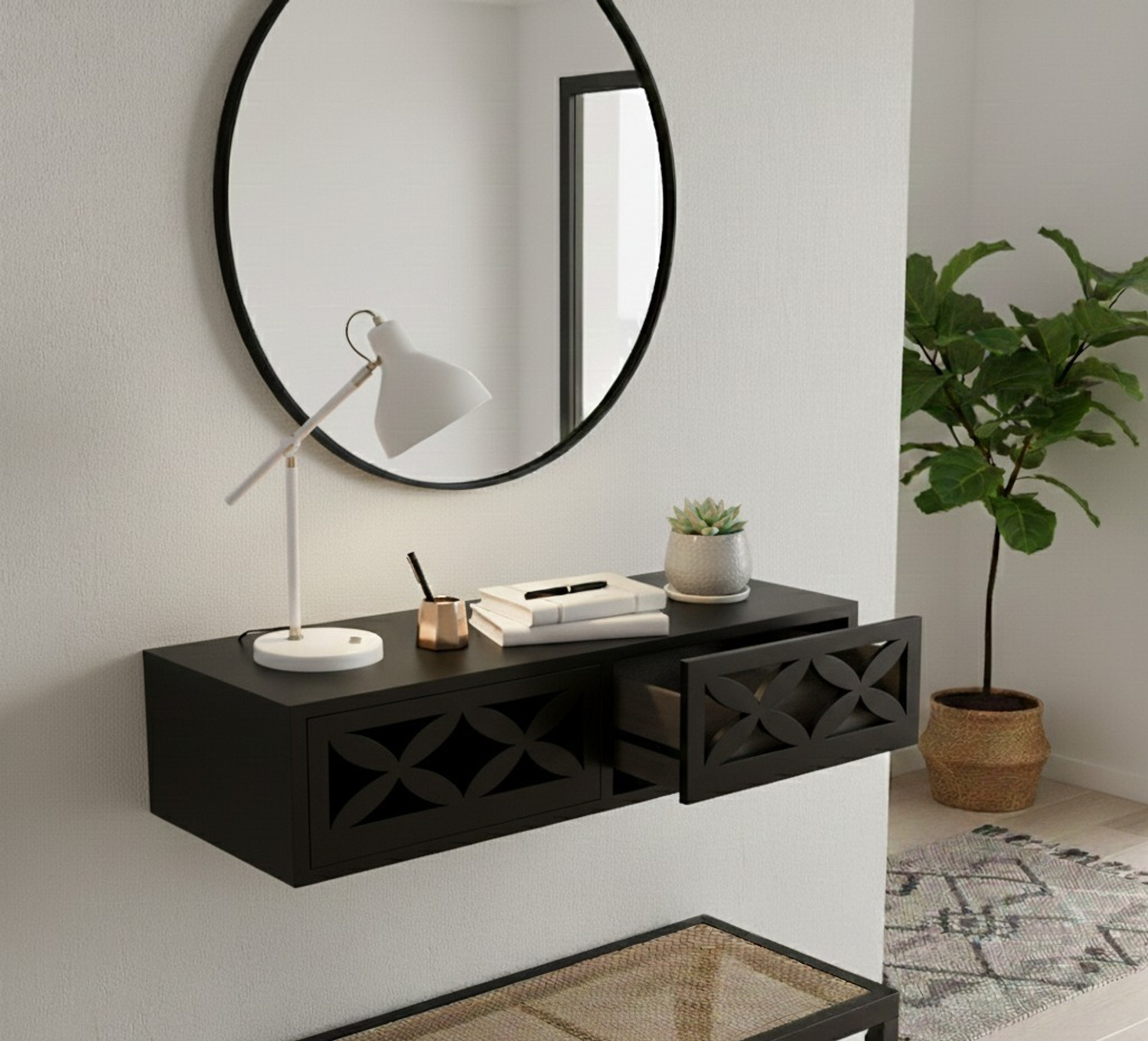 Image of SIWOZ Wall Mount Drawer Wall Shelves for Interior Design in Living Rooms Drawer Shelf MDF (Medium Density Fiber) Wall Shelf