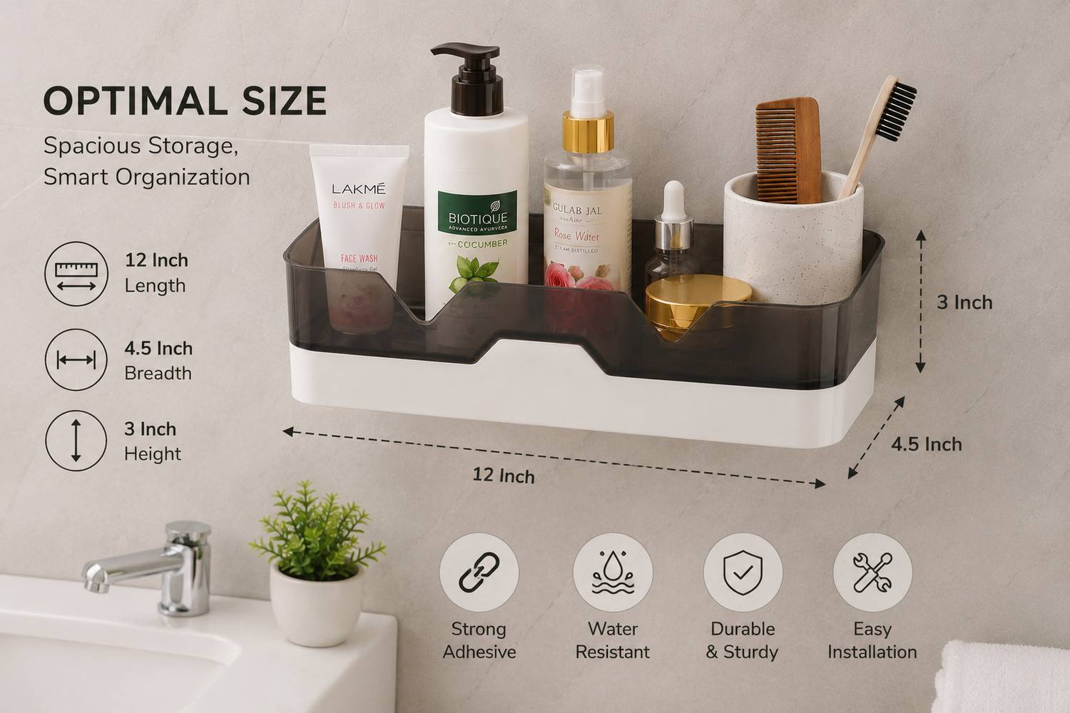 2-Pack Replacement Transparent Sticky Pads For Self-Adhesive Bathroom & Kitchen Shelf Organizers – 19.5 X 7.8cm