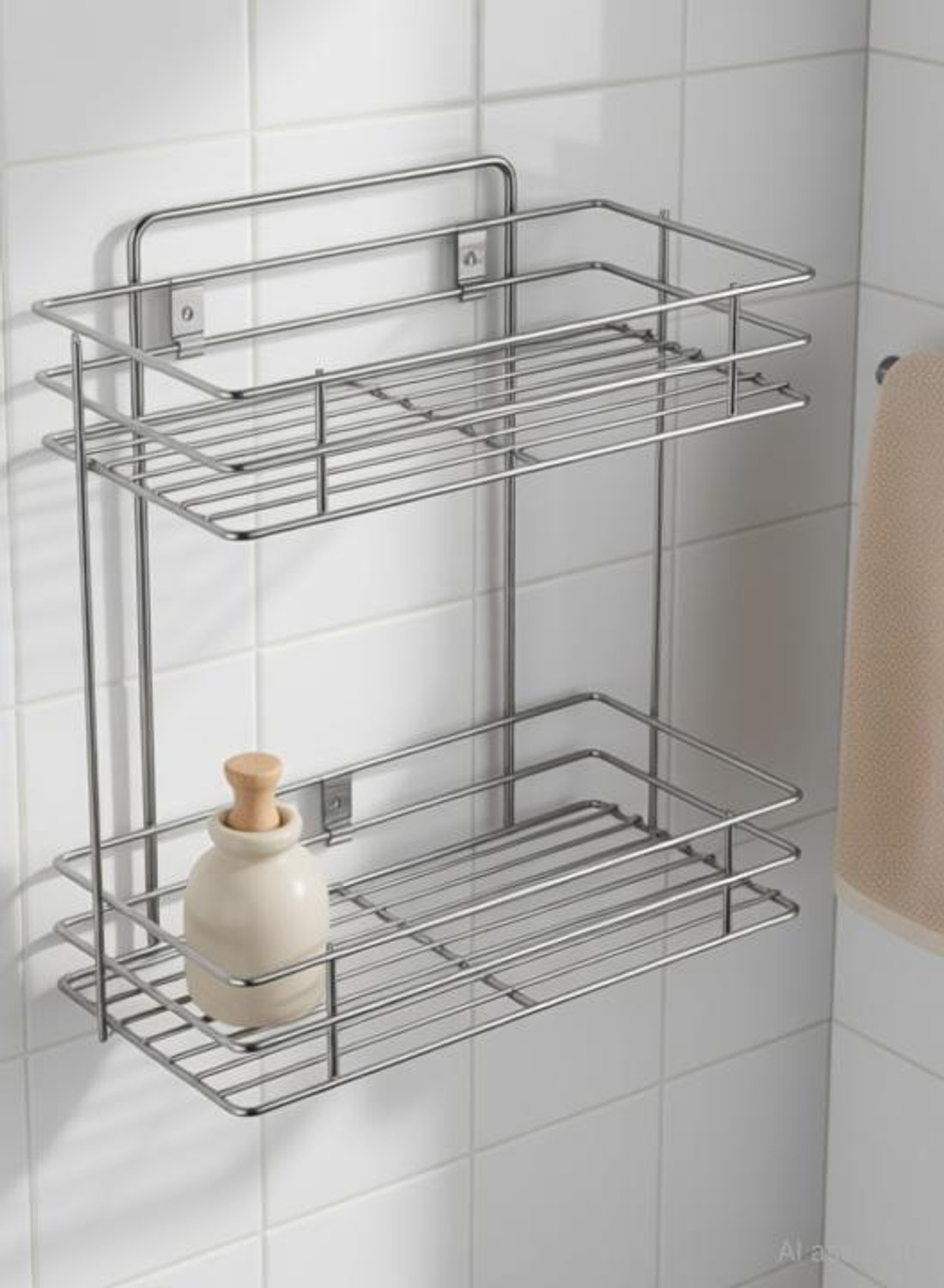 Image of PRL TRADERS Multipurpose Storage Rack for kitchen /Cutlery Storage Rack /Double Layer Kitchen Racks /Dish rack /Spice rack /Bathroom Shelves and Racks Steel, Wall Mounted Organiser for Home / Spice Bottle Shelf Holder Platform Cabinet Kitchen racks Stainless Steel Wall Shelf (Number of Shelves - 2, Steel) Stainless Steel Wall Shelf (Number of Shelves - 2, Silver)
