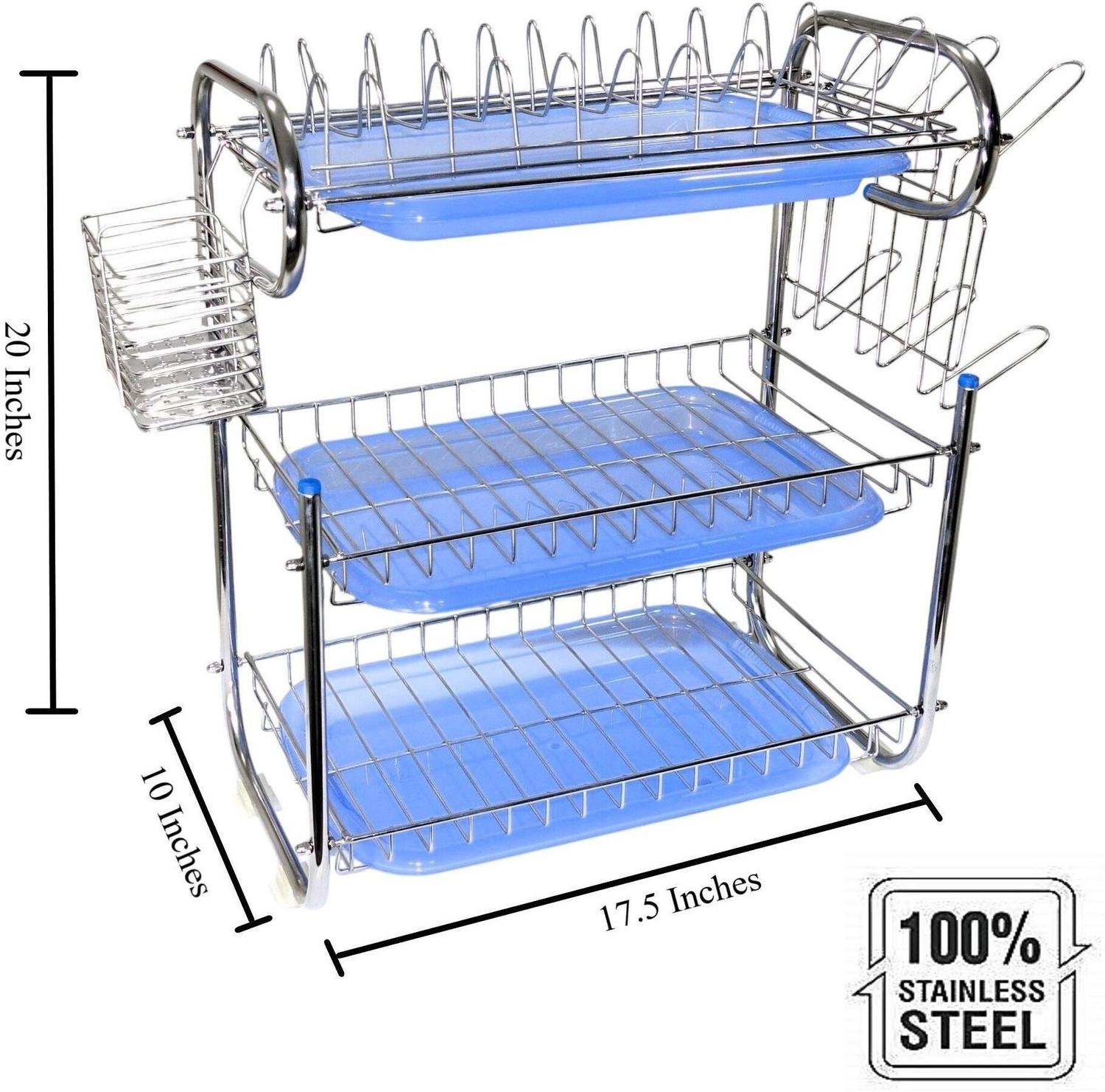 Image of Amol Premium Stainless Steel Dish Drainer Stand | Kitchen Organizers | Kitchen Rack Stainless Steel Wall Shelf