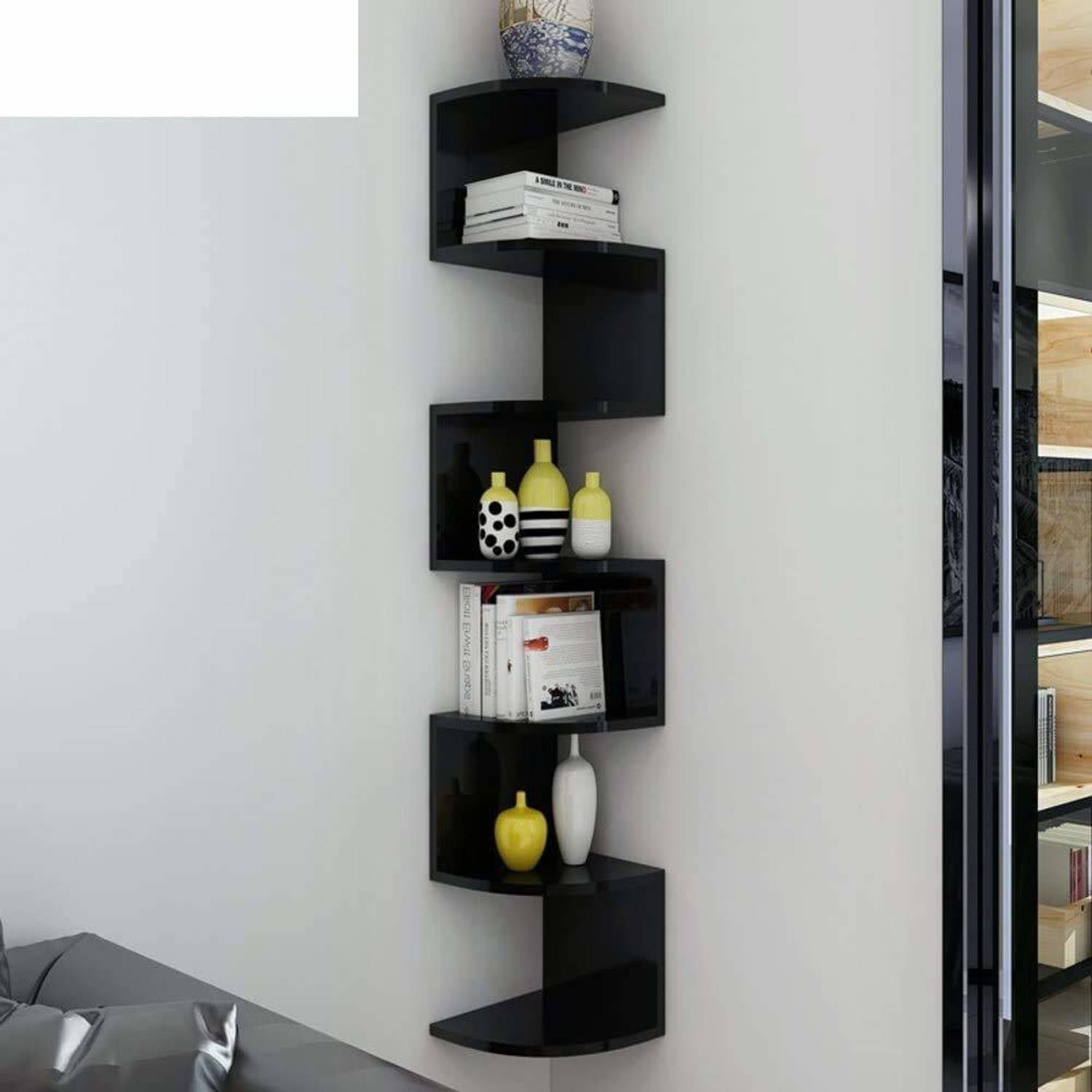 woodinzo Wooden Wall Zigzag Wall Racks Shelf For Home Decor Livin