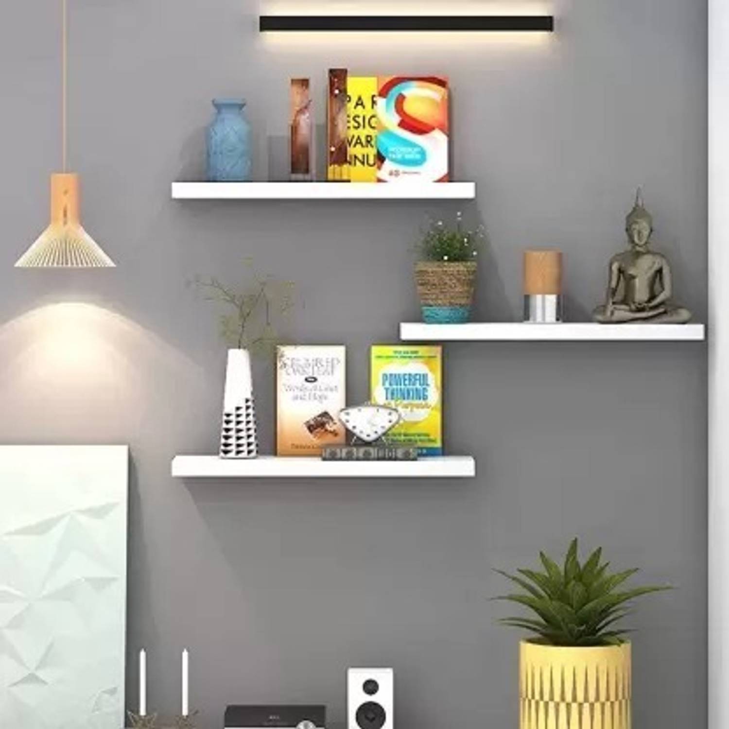 WallHeaven Wall Shelves, Bathroom Shelves Set of 3, with Invisibl