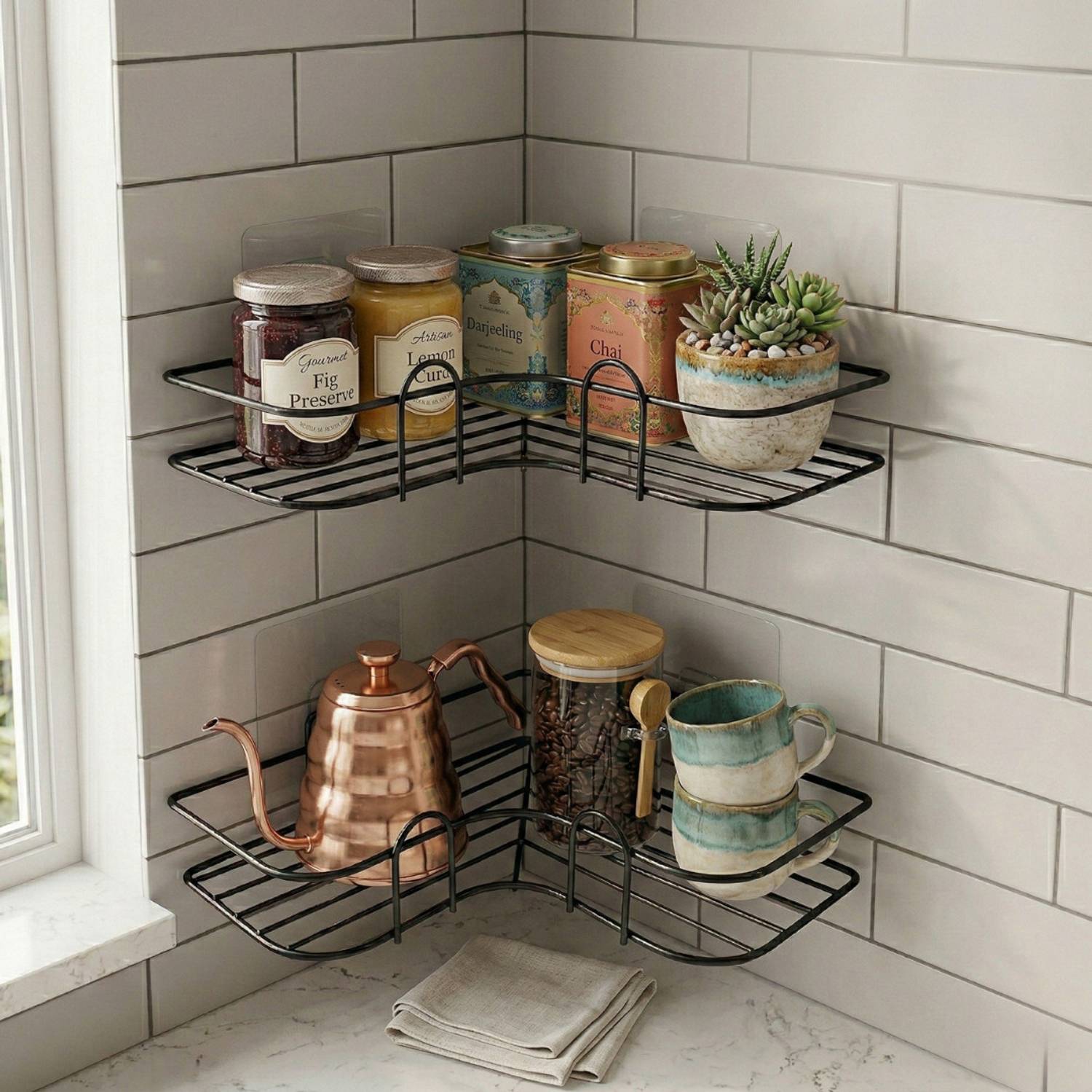 ENICET Bathroom Corner Shelf Rack Bathroom Rack Metal Shelf