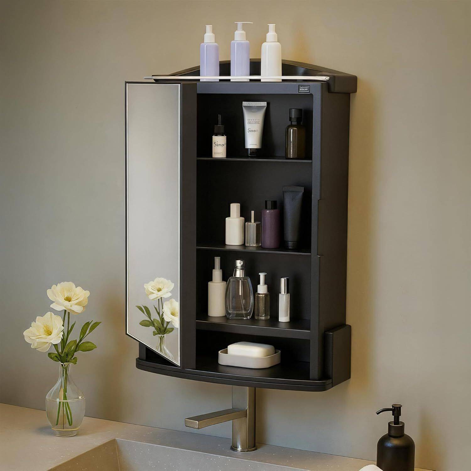 LUPPRA Plastic Wall Mounted Storage Cabinet with Mirror - Image 1