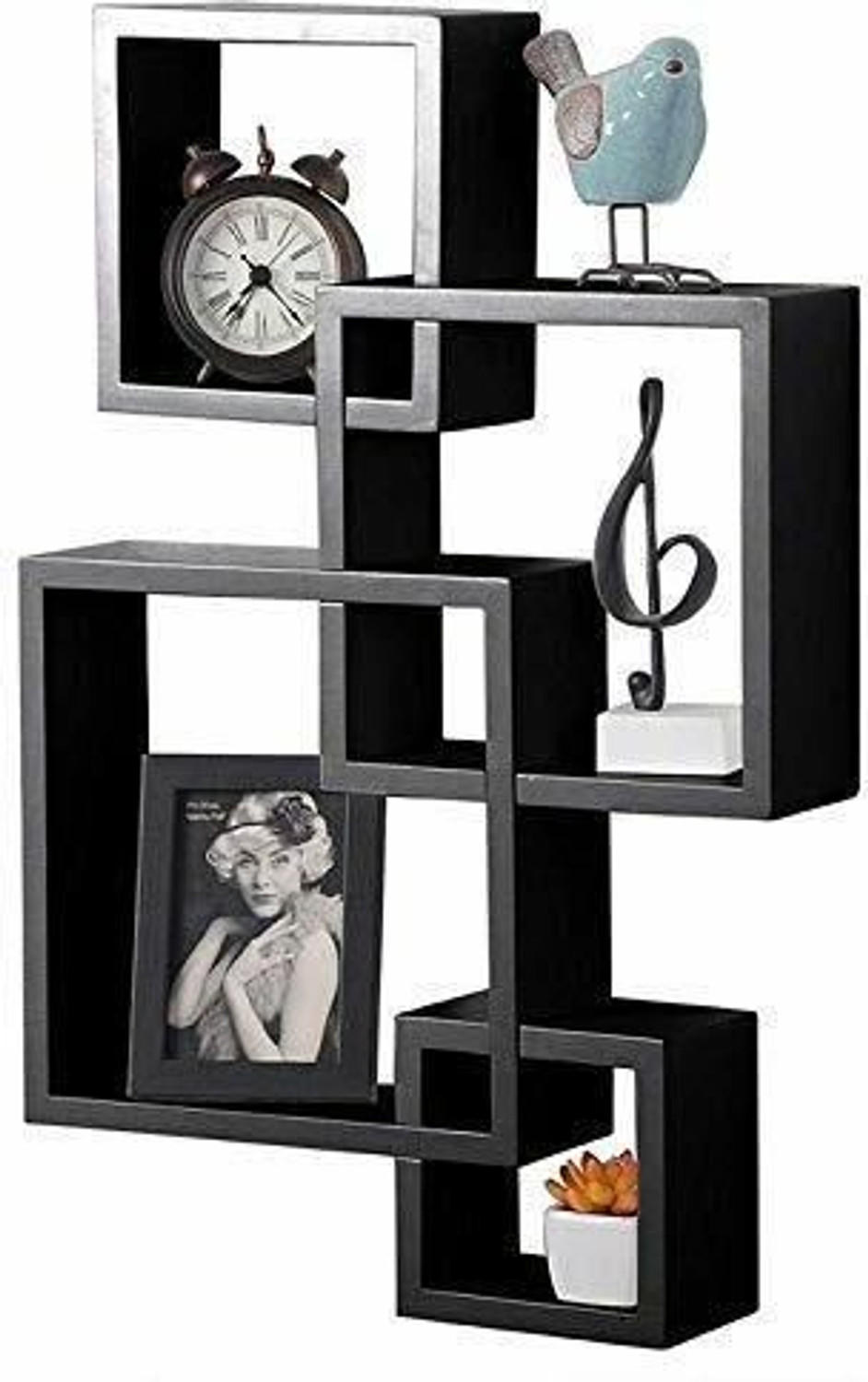 Image of Himanshu Craft Wooden Intersecting Wall Shelves for Living Room, Bedroom. MDF (Medium Density Fiber) Wall Shelf