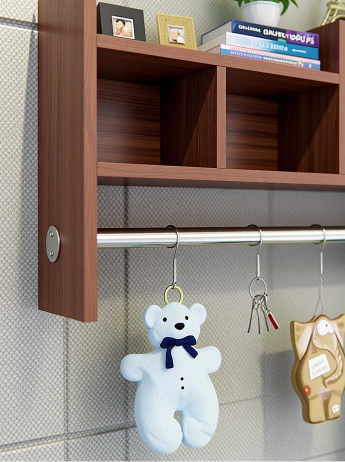 Image of ONLINECRAFTS wooden wall shelf ( brown ) home paip Wooden Wall Shelf