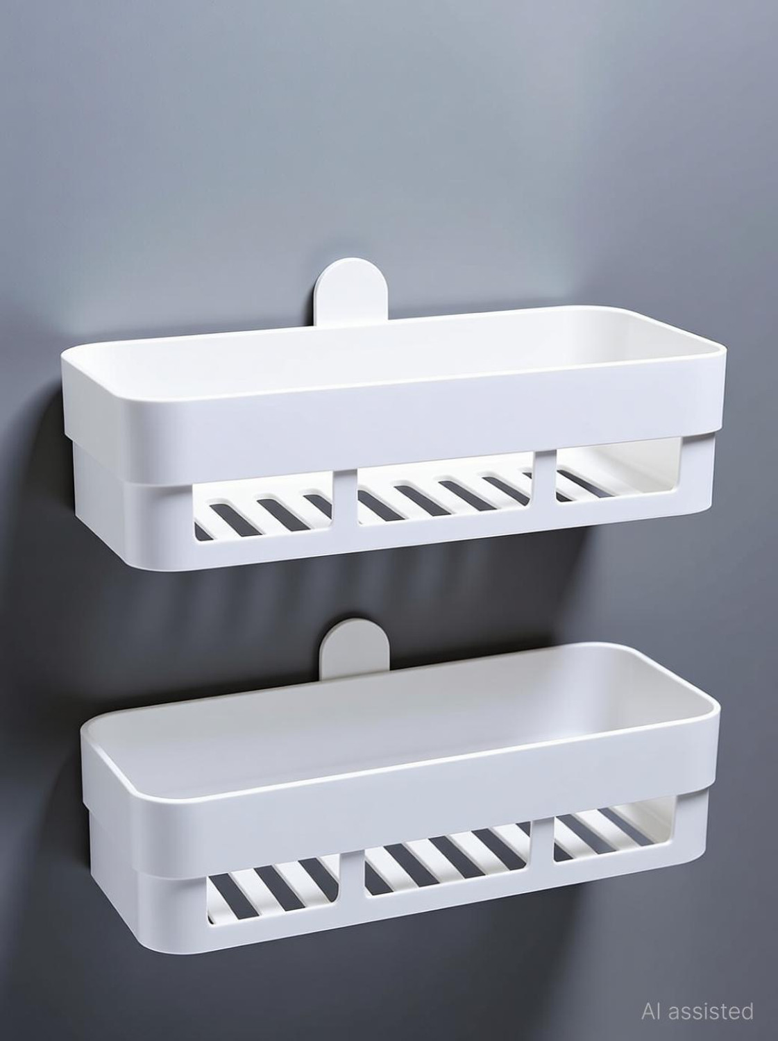 Image of Linear Bathroom Organizer Without Drill |Adhesive Wall Shelf for Bathroom Plastic Wall Shelf