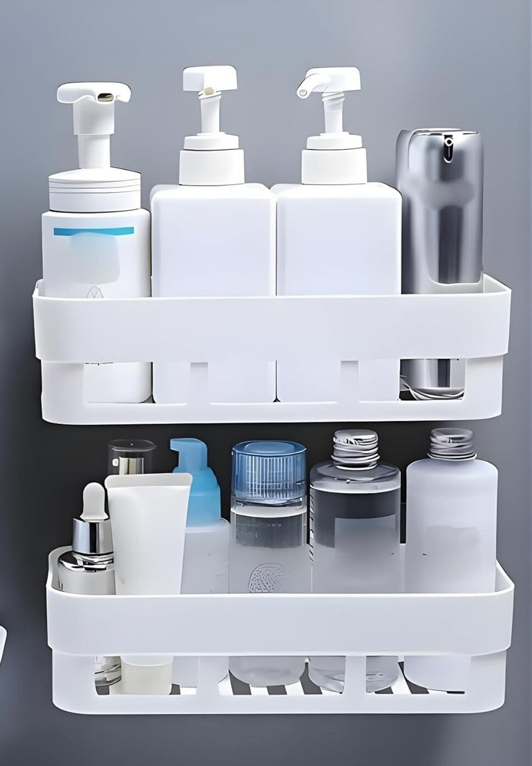Image of Linear Bathroom Organizer Without Drill |Adhesive Wall Shelf for Bathroom Plastic Wall Shelf