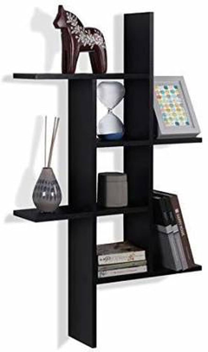 Image of Wold Export WOLD EXPORT Engineered Wood Wall Shelf with Glossy Finish Decorative Cube Shelf Wooden Wall Shelf