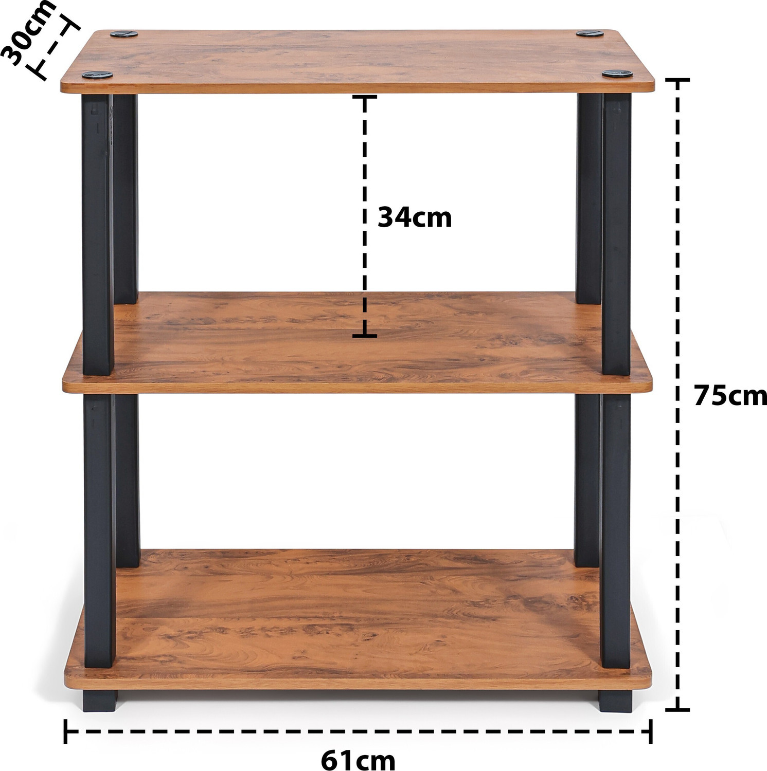 Image of Livzing 3Tier Wooden Bedside Table / Multipurpose Storage Organizer Wooden Wall Shelf
