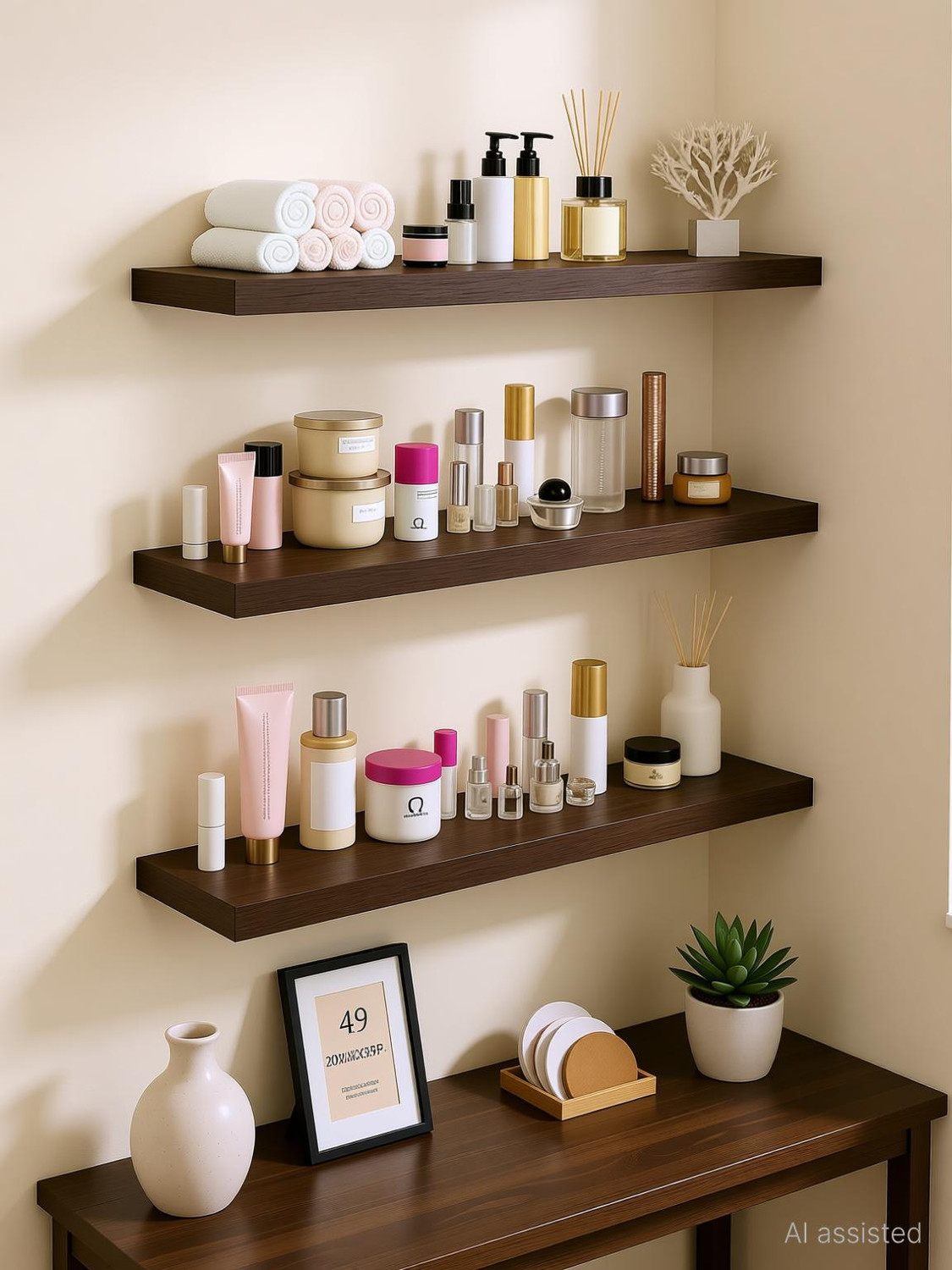 Image of WOOD 49 20X6X3BP-49 Wooden Wall Shelf