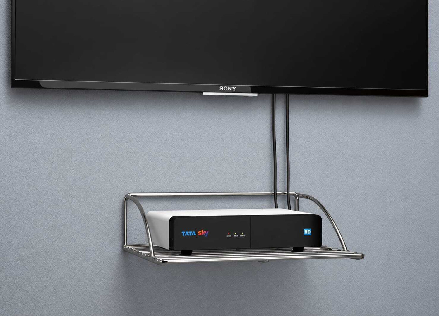 Image of v2fashion SET TOP BOX STAND BIG METAL SHELF Iron Wall Shelf (Number of Shelves - 1, steel) Iron, Stainless Steel, Steel Wall Shelf