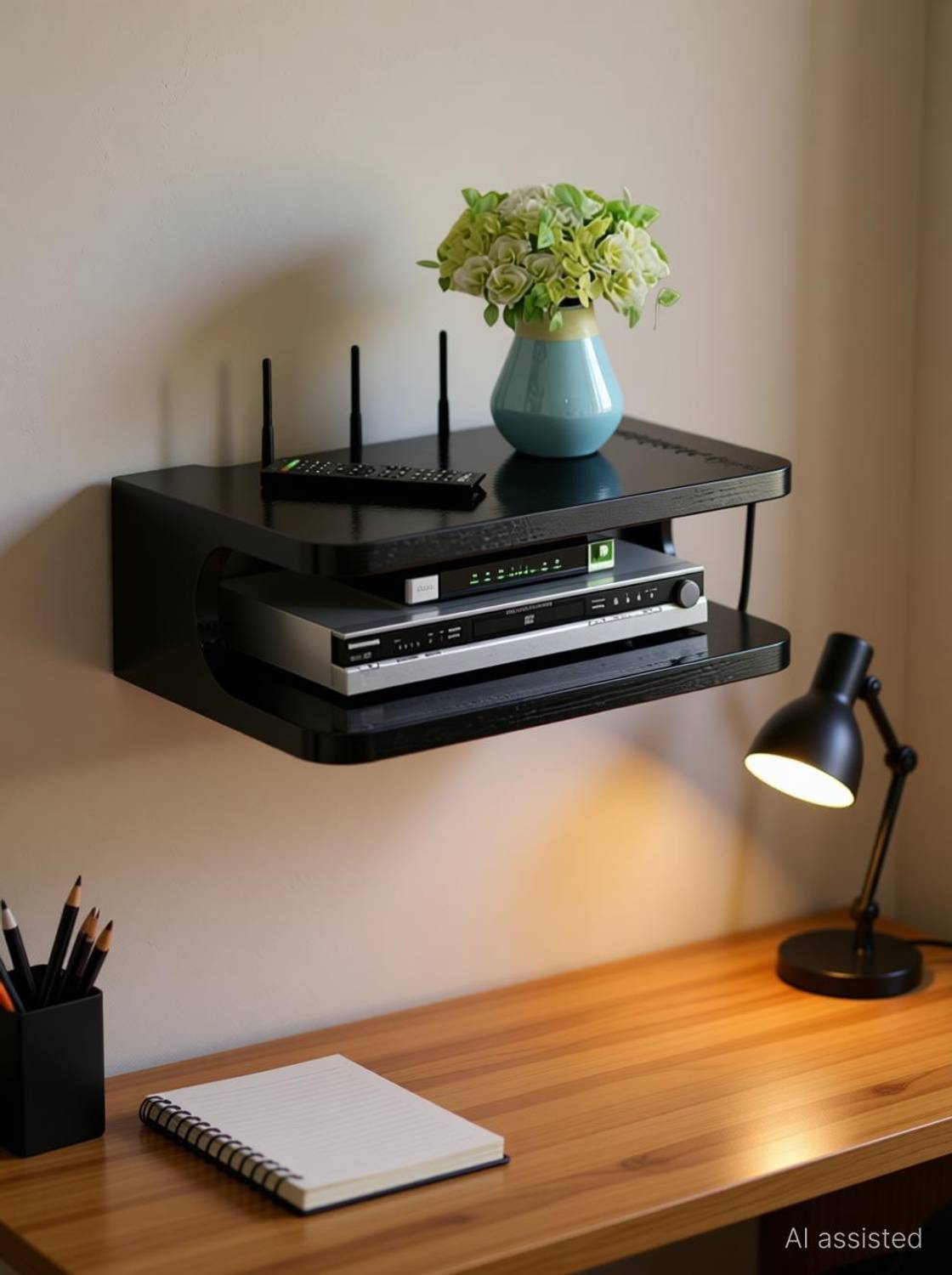 AmazingShopee wifi router set top box stand MDF (Medium Density Fiber) Wall Shelf