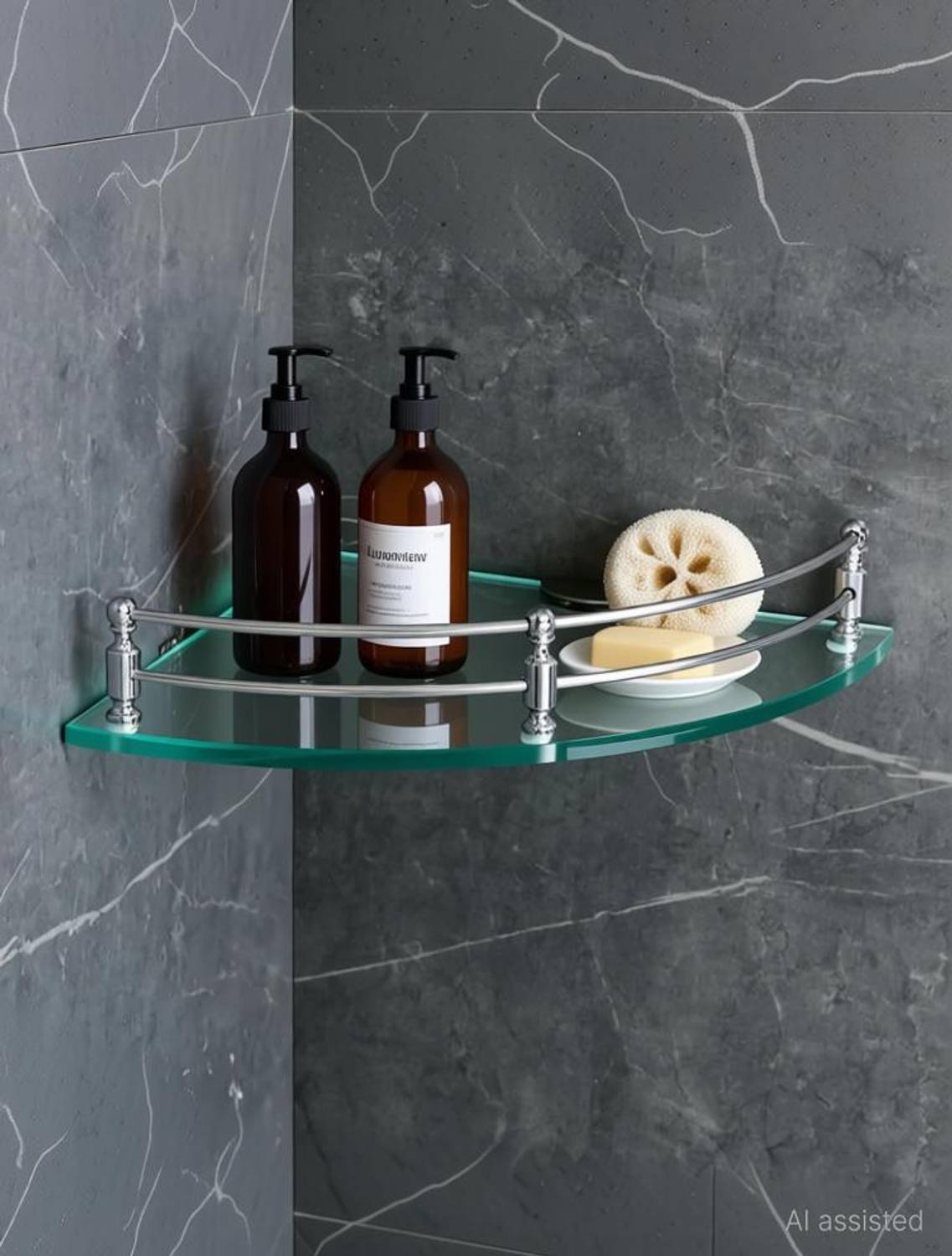 Auraview CR61-T Glass, Stainless Steel Wall Shelf