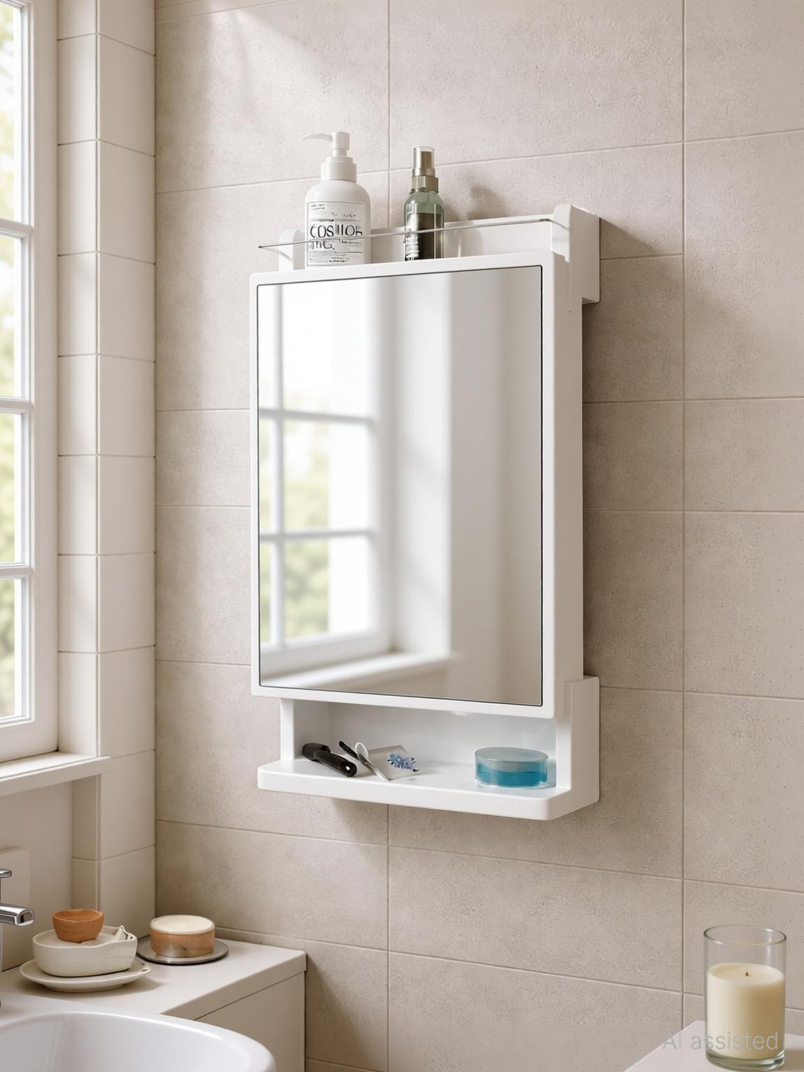 Image of ICONPLUS MC00112 Glass, Plastic, Steel, Crystal Wall Shelf