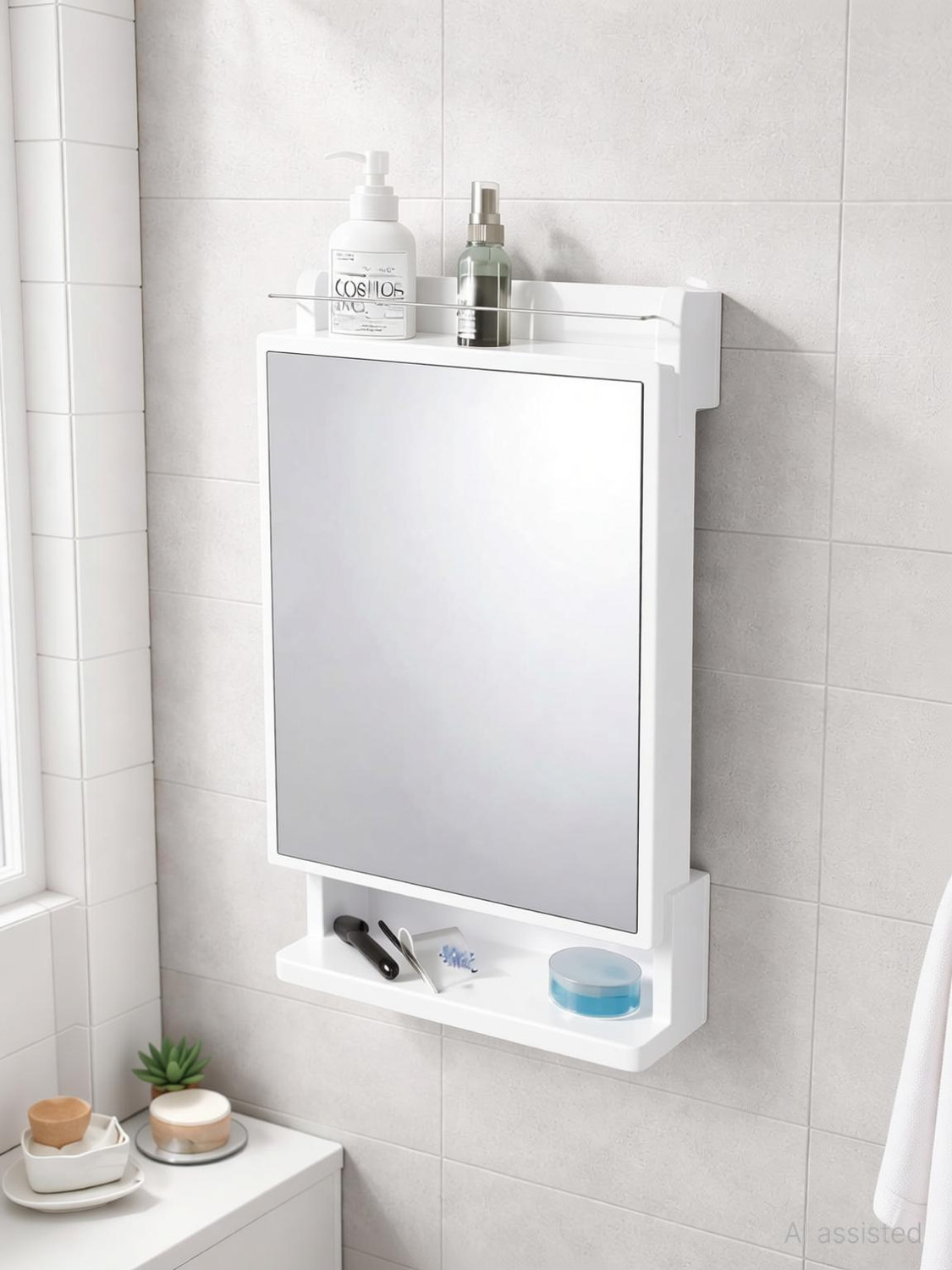 Image of ICONPLUS MC00112 Glass, Plastic, Steel, Crystal Wall Shelf