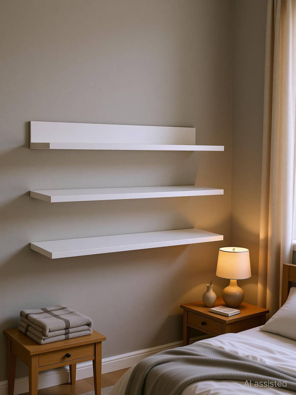 SOKHI Wooden Wall Shelf White - Image 1
