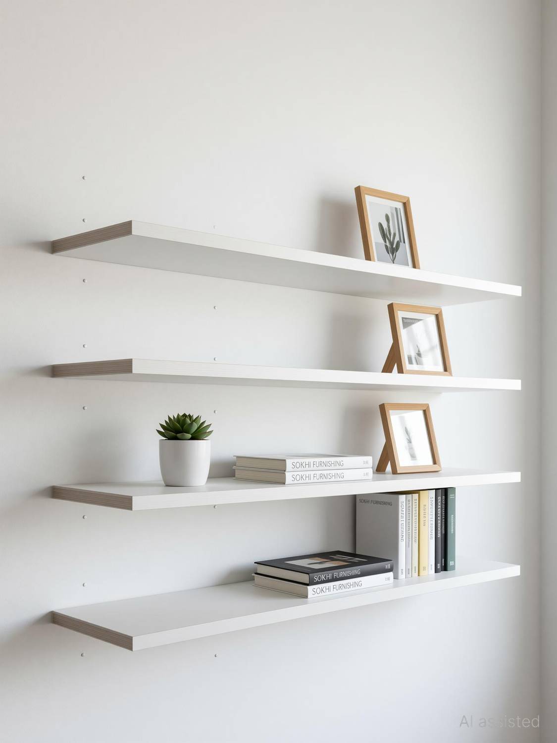SOKHI Wooden Wall Shelf White - Image 2