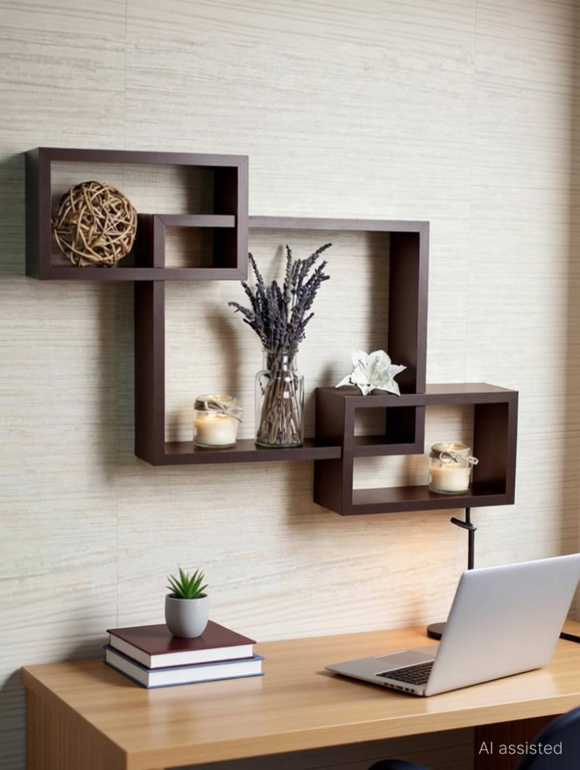 Eco Handicrafts Wall Decoration Shelf Rack MDF Wall Shelf (Number of Shelves - 3, Brown ) Wooden Wall Shelf