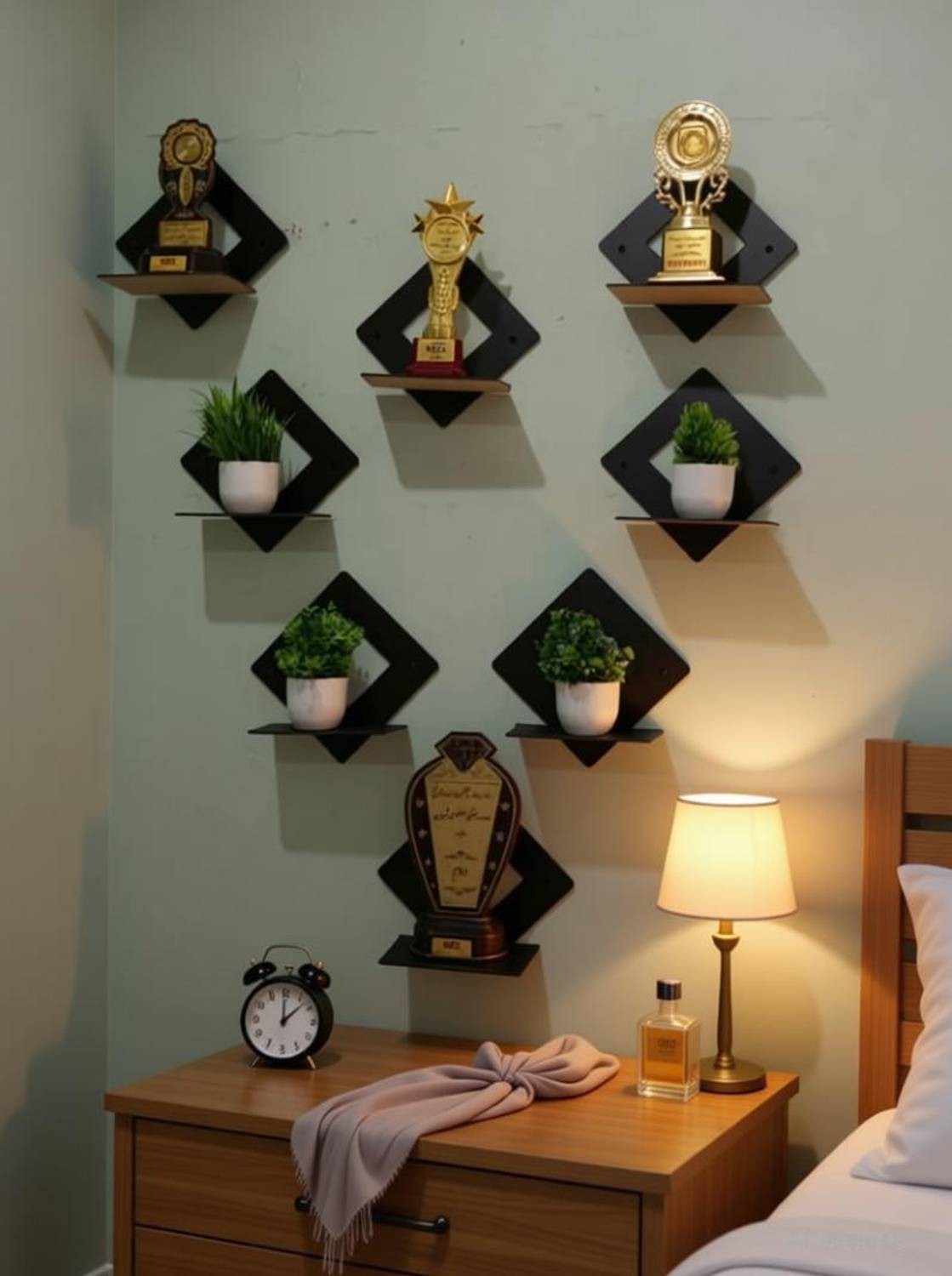 AuraZen Designer Wall Mount MDF Wooden Wall Shelf for Living Room & Bedroom_129 MDF (Medium Density Fiber) Wall Shelf
