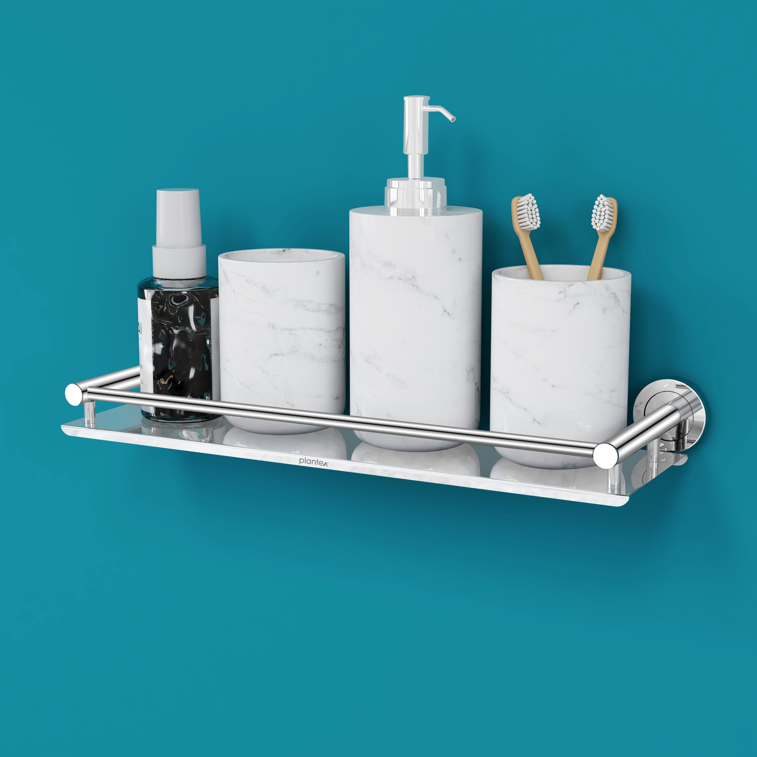 Image of Plantex Stainless Steel Bathroom Shelf /Kitchen Shelf /Bathroom Shelf and Rack /Bathroom Accessories - (16 X 5 Inches) Stainless Steel Wall Shelf (Number of Shelves - 1, Silver)