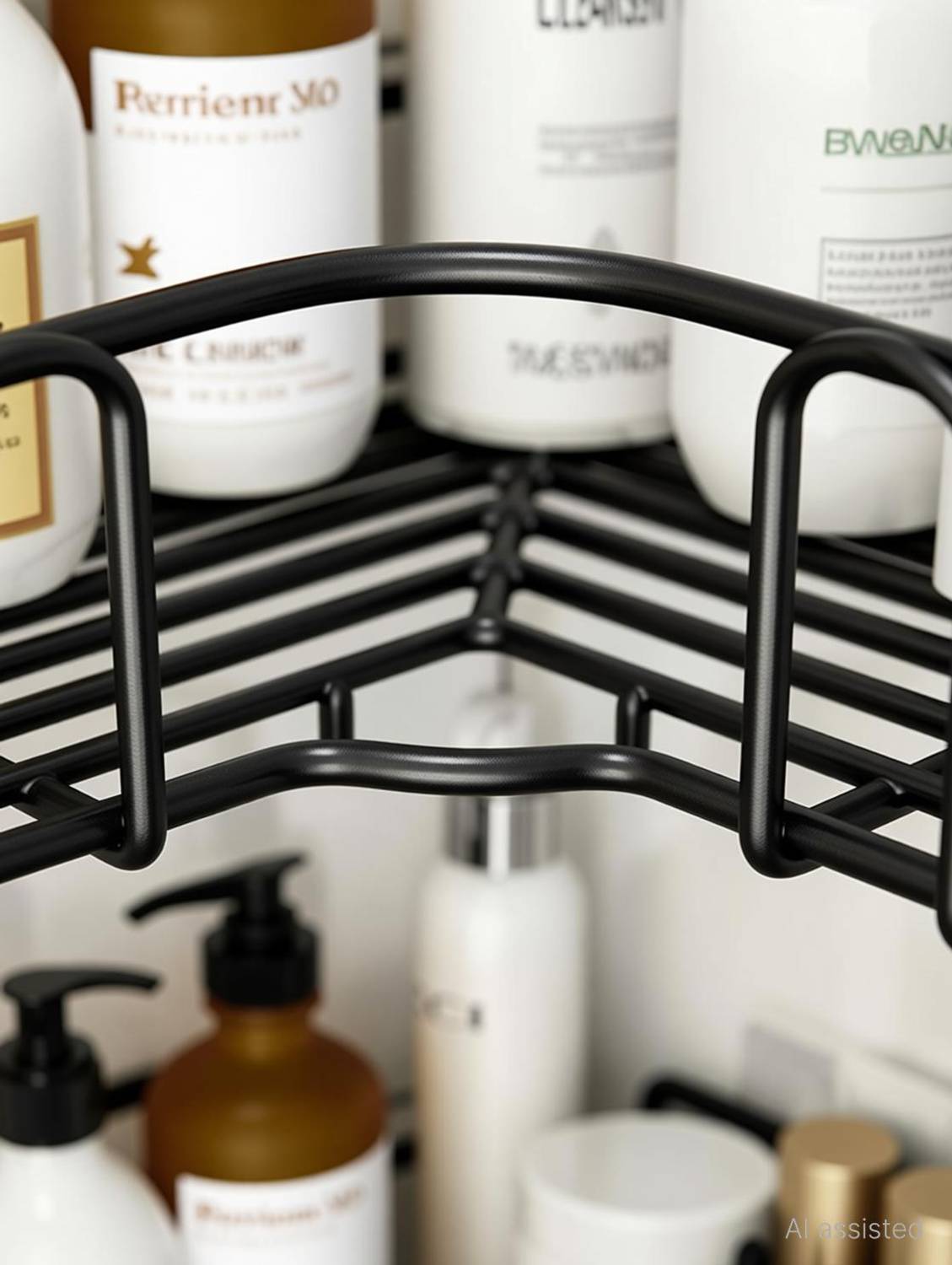 Frap 2-Tier Black Iron Bathroom Shelf - Image 4