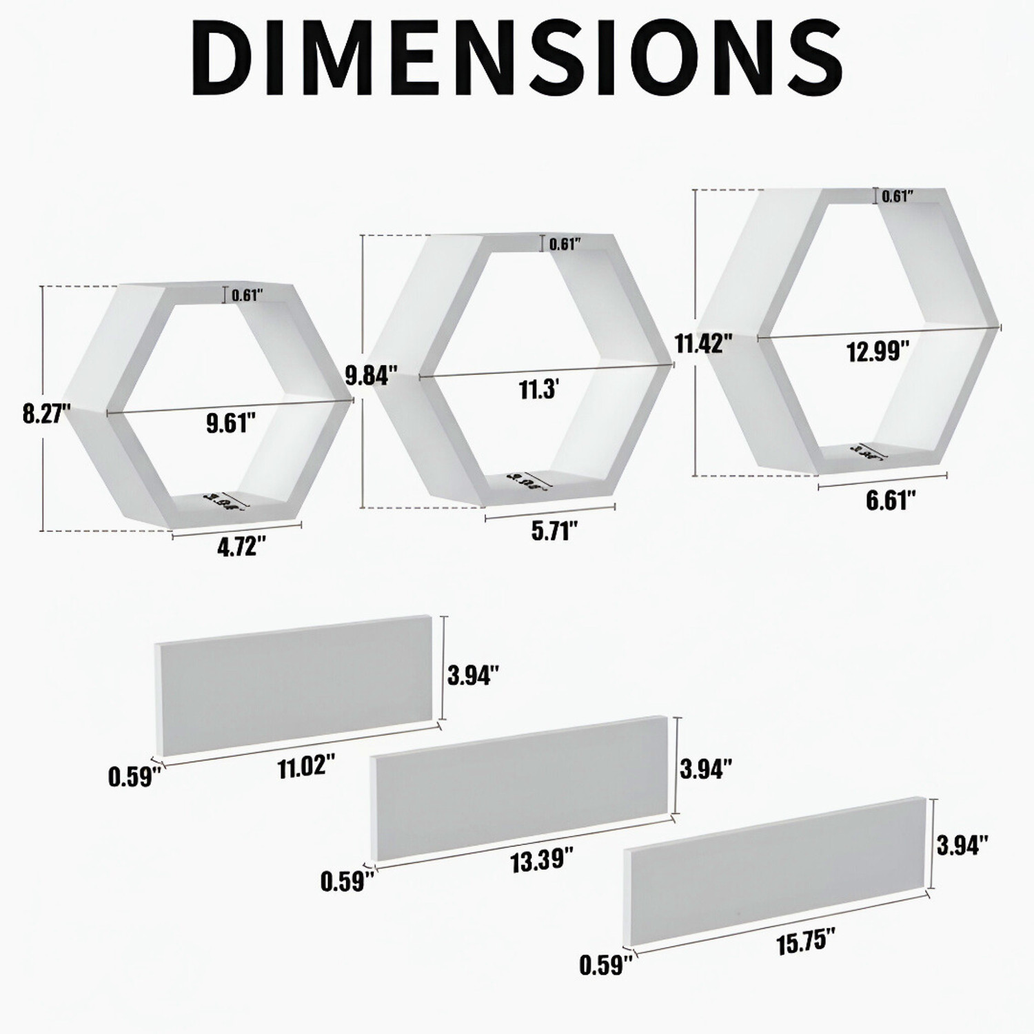 Image of Rkm interprises Set Of 3 Hexagon shape Designer Storage Shelves -Brown MDF MDF (Medium Density Fiber) Wall Shelf
