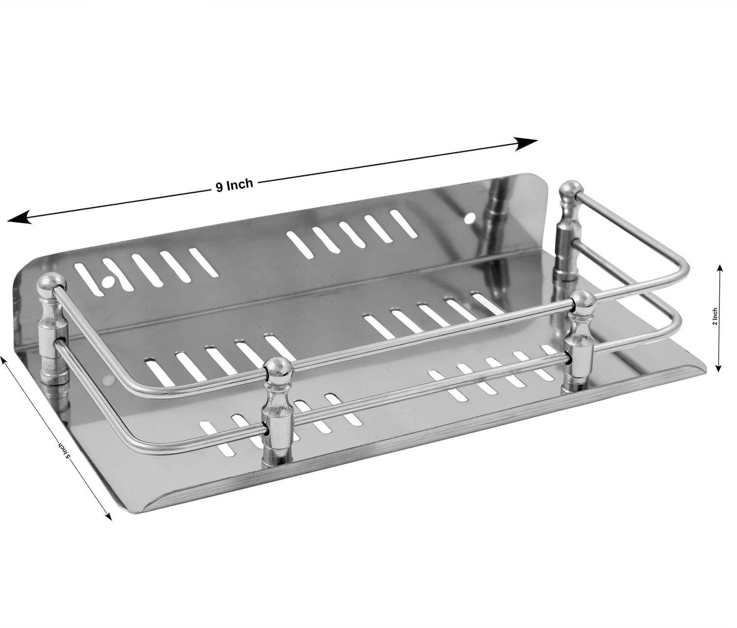 Image of Kaaple STAINLESS STEEL MULTI PURPOSE BATHROOM SHELF-RACK-9x5-KITCHEN SHELF WALL MOUNT Stainless Steel Wall Shelf (Number of Shelves - 1, 9x5 Inches) Stainless Steel Wall Shelf