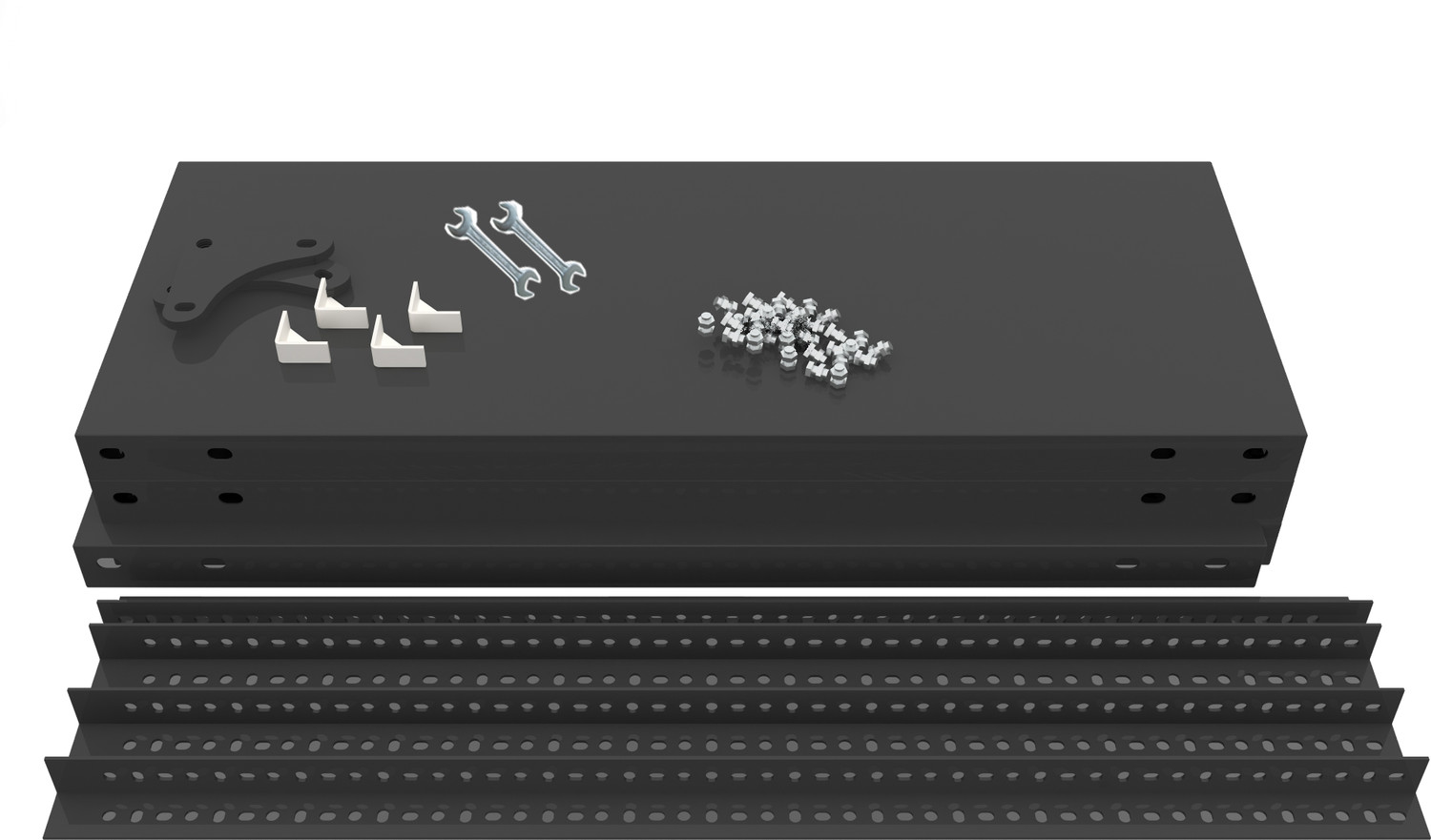 Image of FIDVI Slotted Angle iron Rack Kitchen & Office 09x23x30 inches 4 Shelf Powder Coated Rack Side Fitting