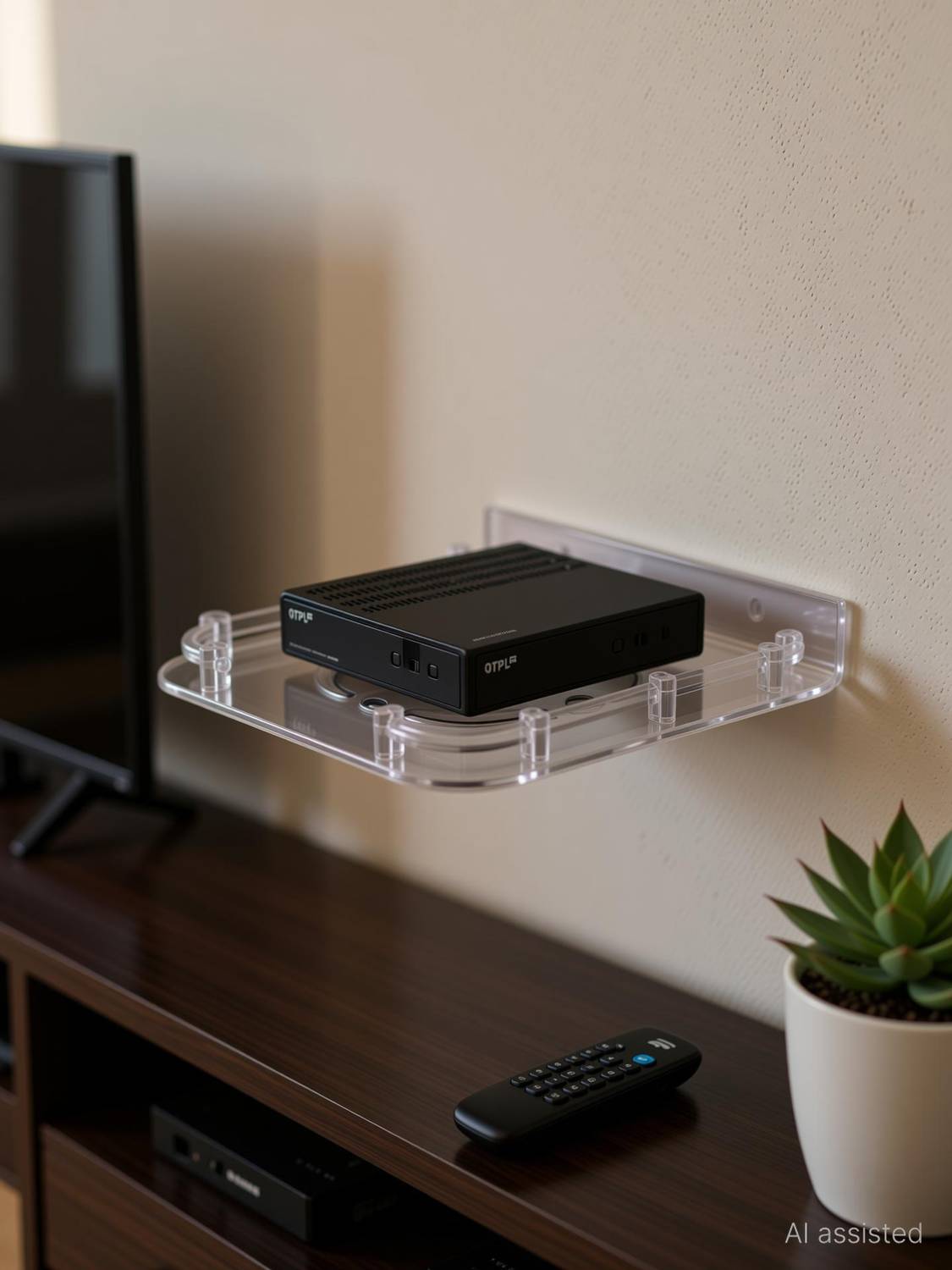 APPGEN Wall Mount Stand/Wooden Set top Box Holder/Wall Mount/Wall Shelves/WiFi Holder Plastic Wall Shelf