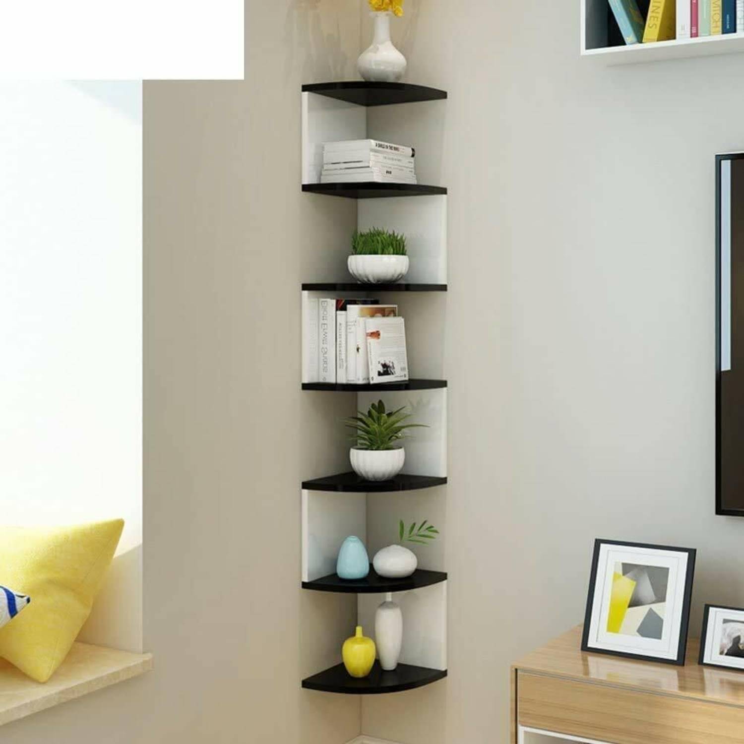 stardecor Corner Hanging Shelf for Living Room Stylish MDF (Mediu