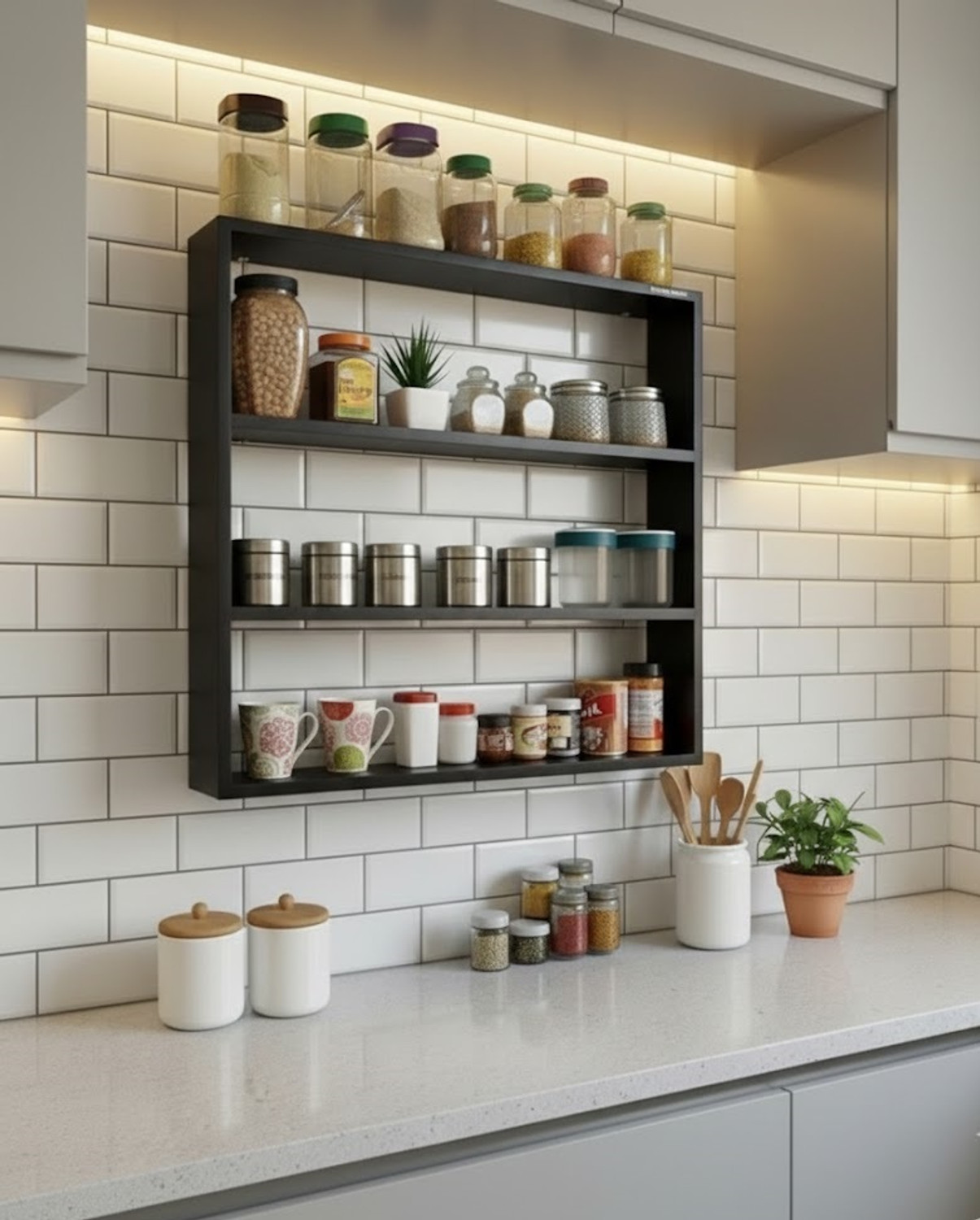 Image of ADVISHI HOME DECORE MDF Wall Mounted Kitchen Rack Shelf | Wooden Wall Shelf