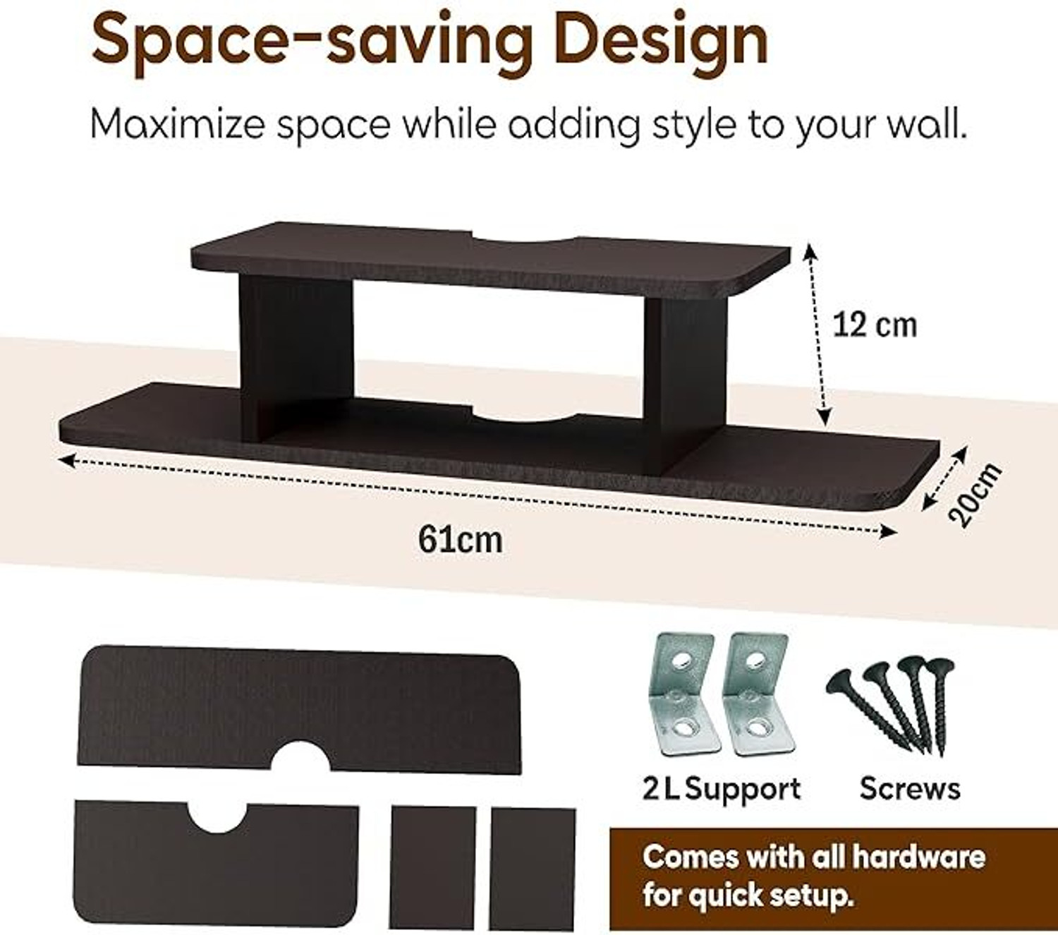 Image of NP HANDICRAFT Wooden Floating Set Top Box Stand | TV Unit for Home Decor | Space Saving Holder MDF (Medium Density Fiber) Wall Shelf (Number of Shelves - 2, Black)