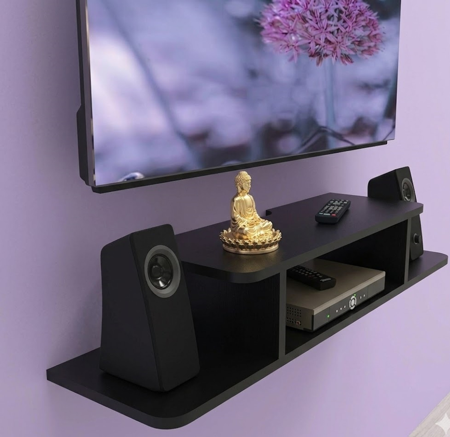 Image of ADVISHI TV Setup Box Stand /TV Set UP Box Holder / MDF (Medium Density Fiber) Wall Shelf (Number of Shelves - 2, Black)