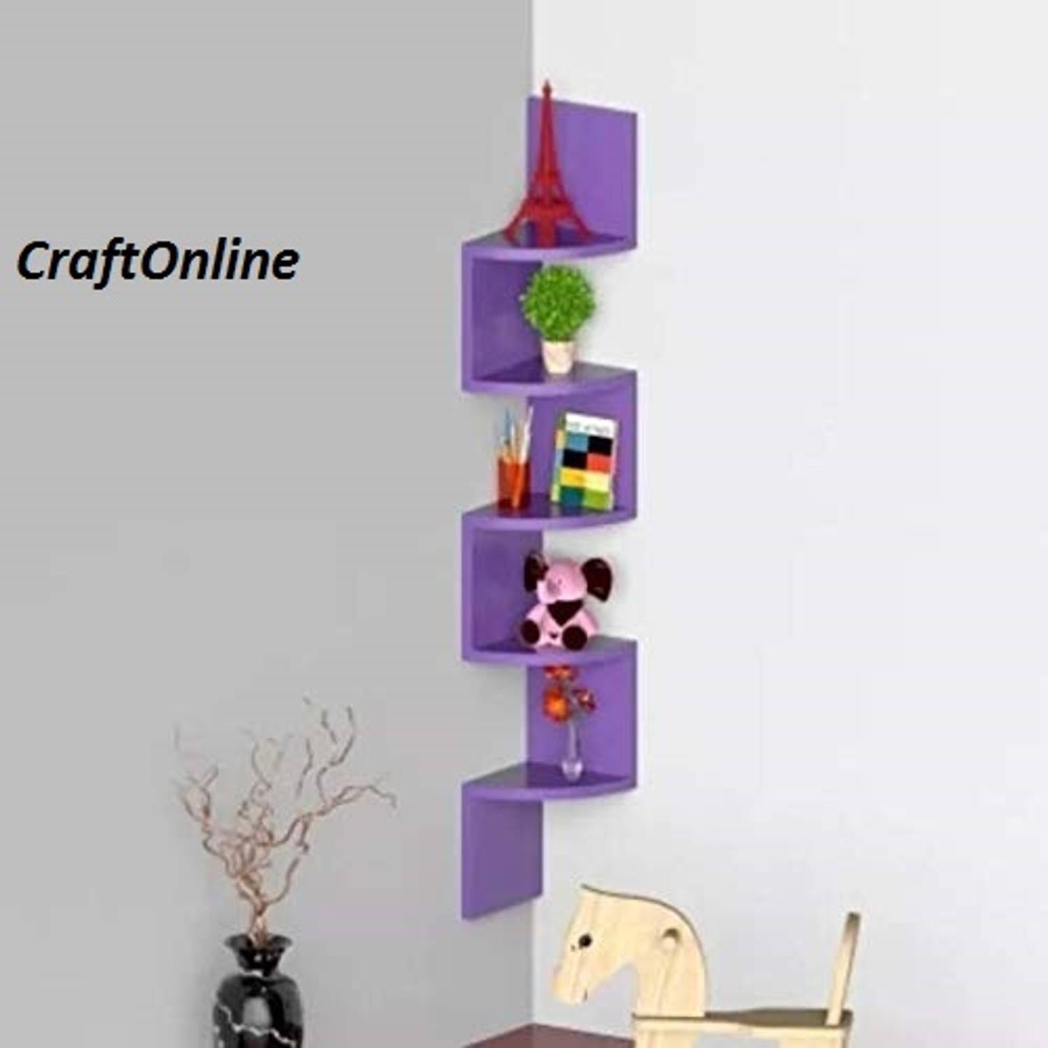 THE PINEWOOD ENTERPRISES Wooden Wall Rack Shelves Zig zag Corner