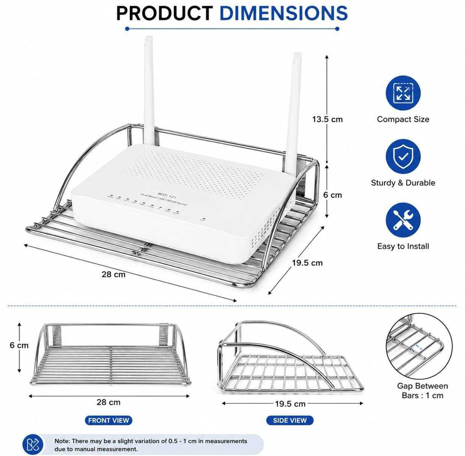 Image of v2fashion SET TOP BOX STAND BIG METAL SHELF Iron Wall Shelf (Number of Shelves - 1, steel) Iron, Stainless Steel, Steel Wall Shelf