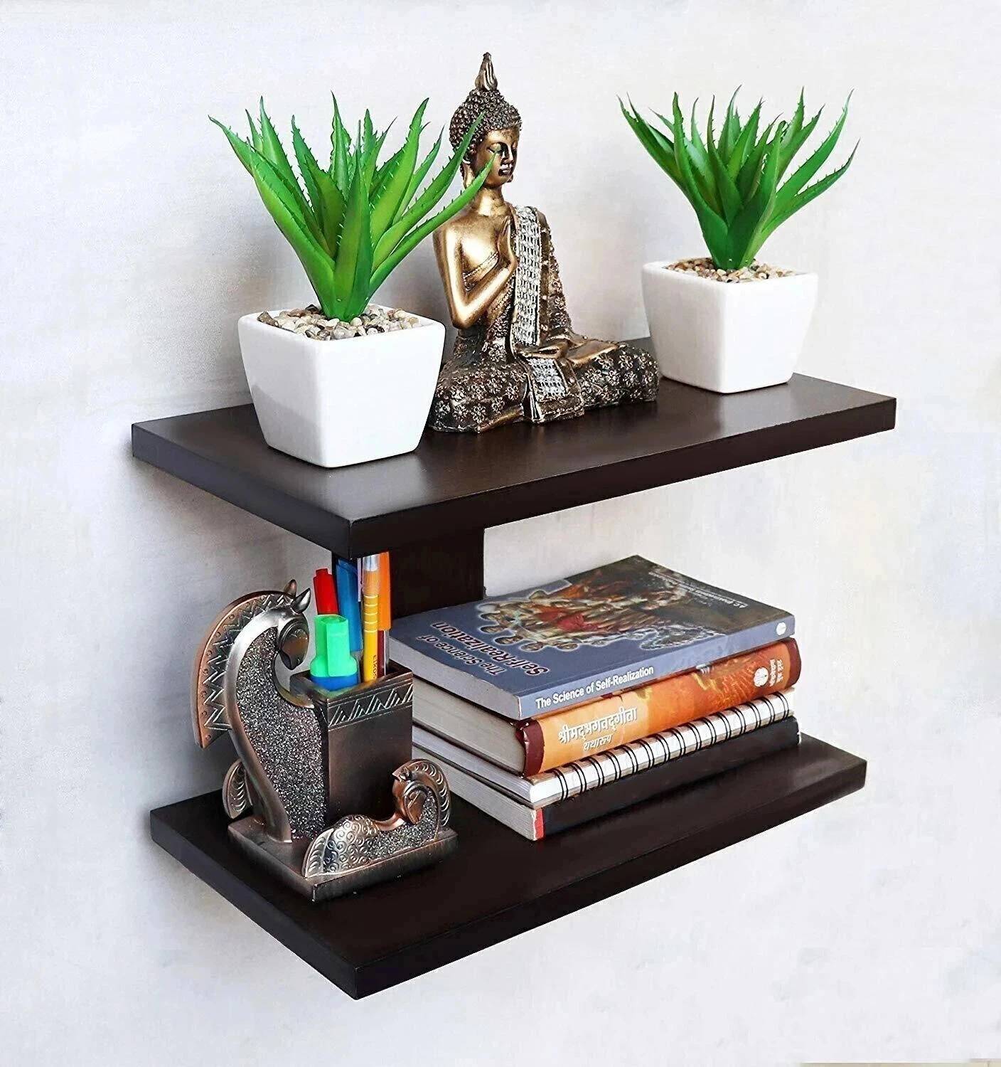 Xtenshion Crafts Wooden Wall Mount TV Set Up Box Stand Wall Shelv