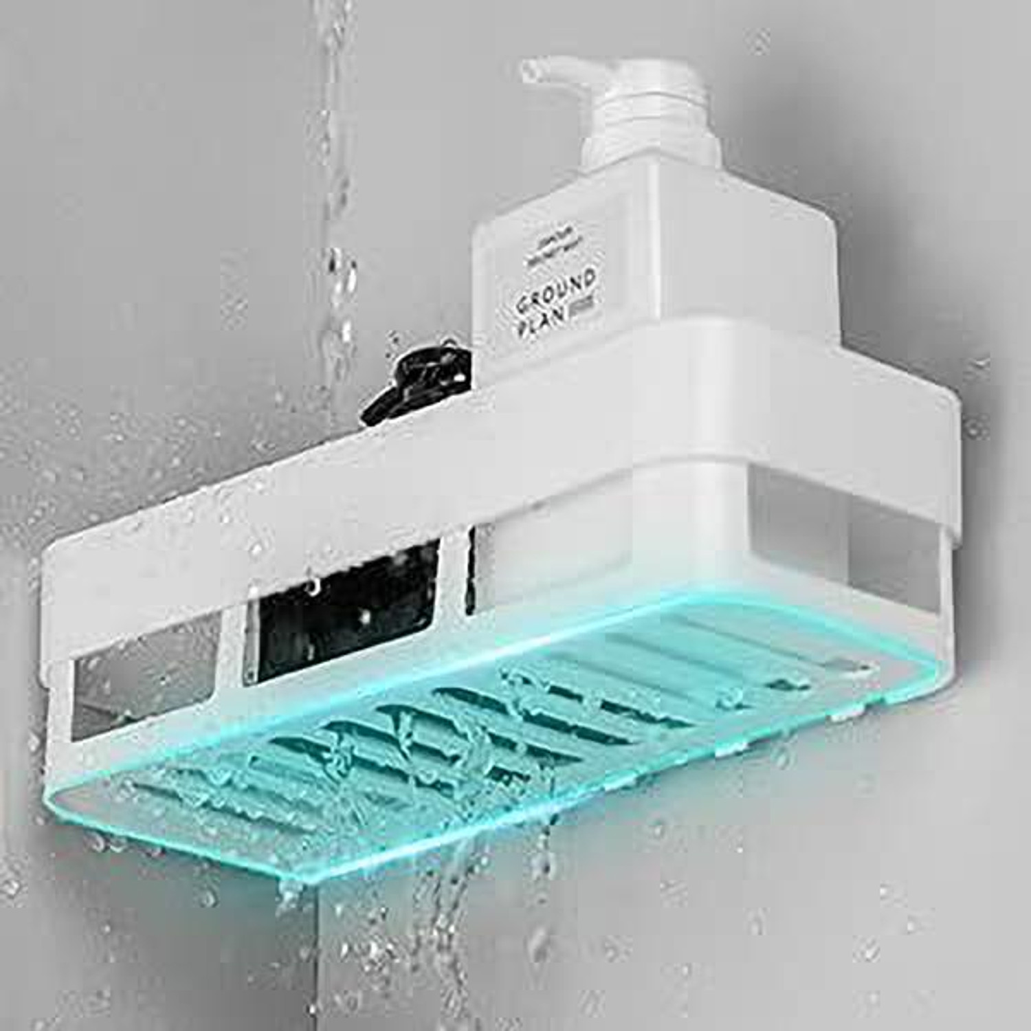 Image of HEYMAK 4 pc Plastic Wall Mounted New Organizer Bathroom Shower Rack,Soap Dish Holder Plastic Wall Shelf