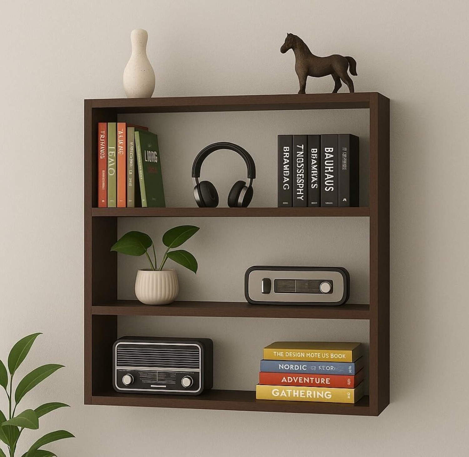 Image of Crownista Wooden Wall Shelf