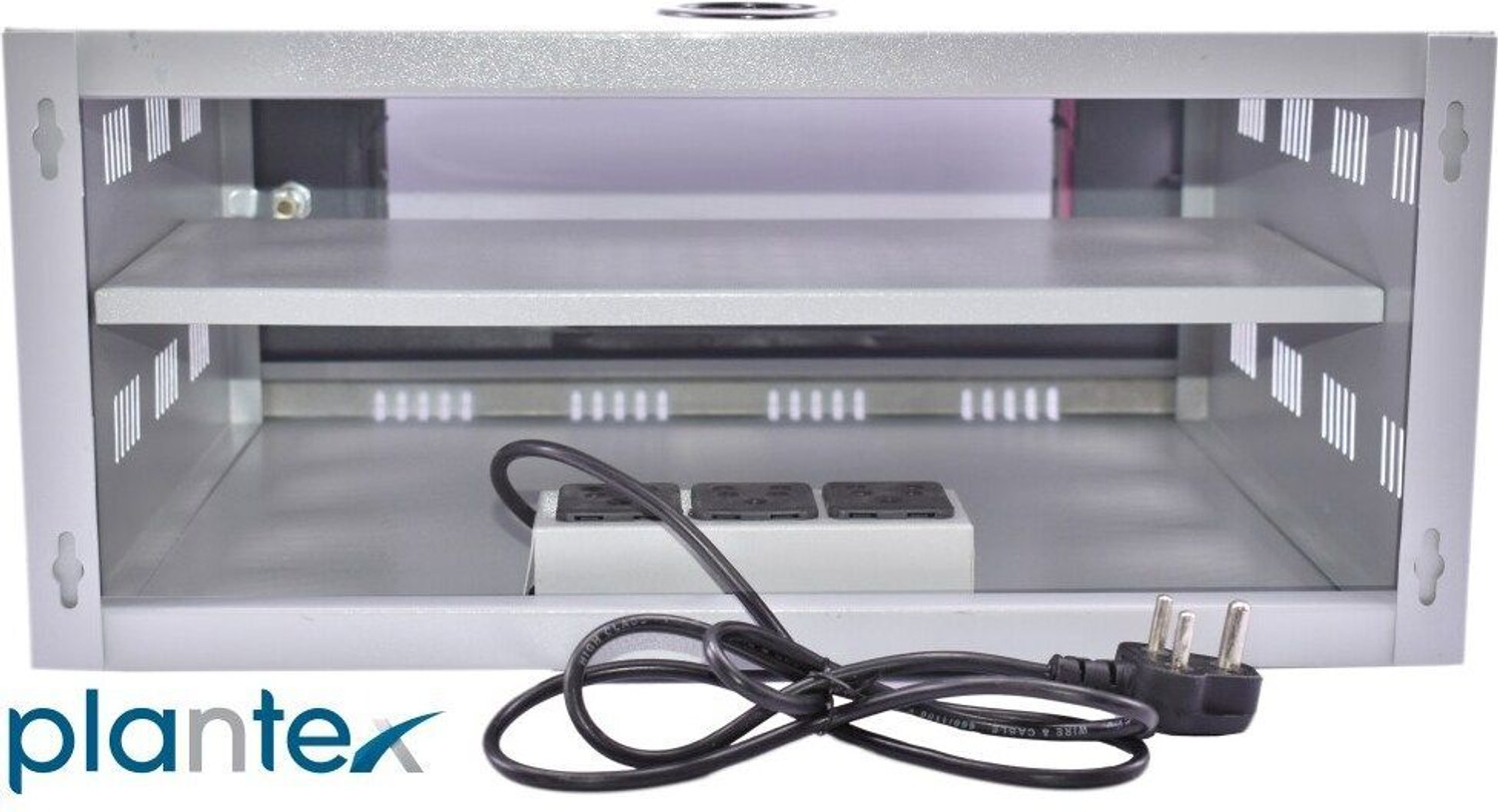 Image of Impulse by Plantex CCTV /DVR /NVR Cabinet Box /Wall Mount with Lock /Server Rack with Power Socket - 3U Iron Wall Shelf