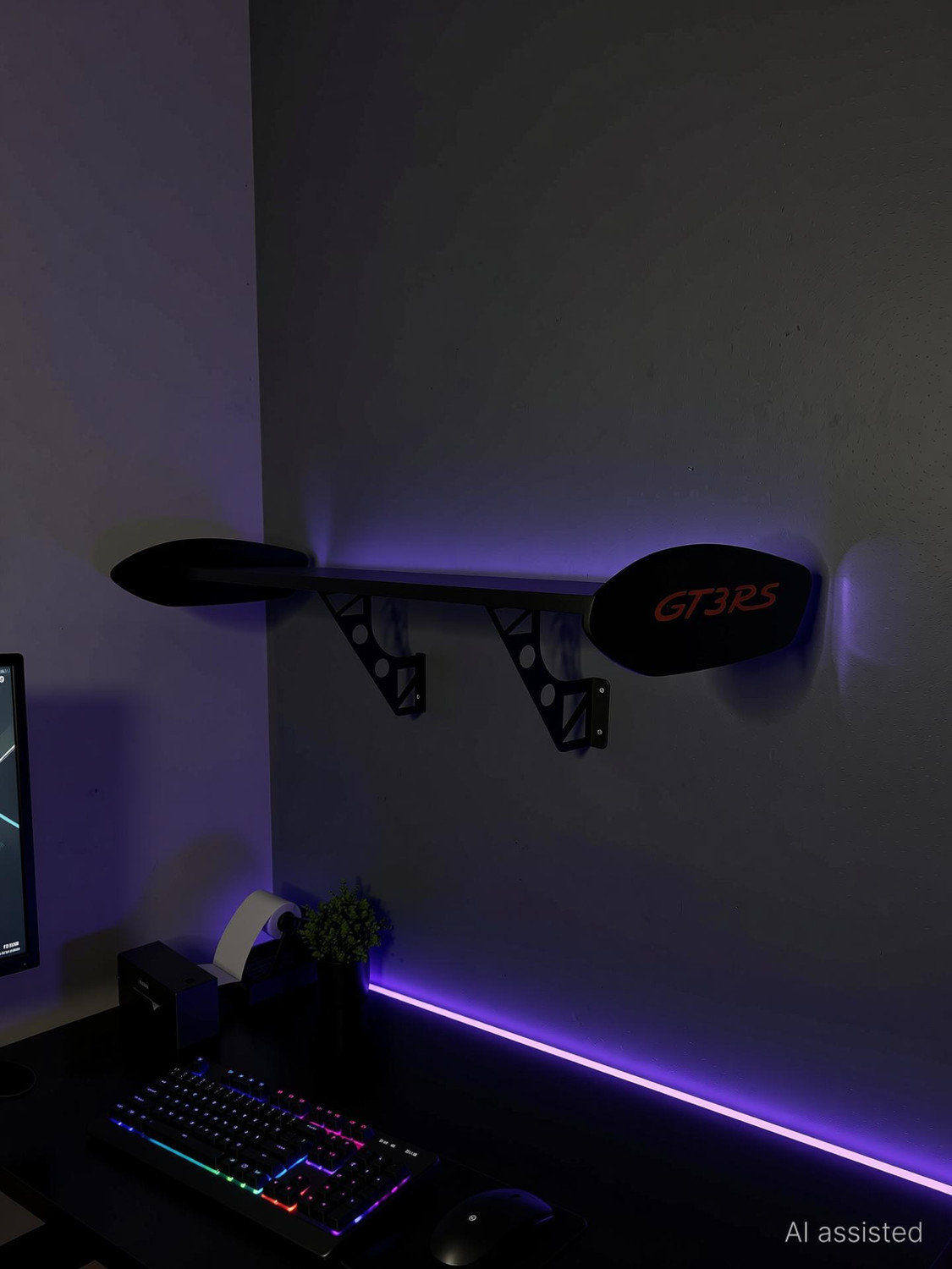 Image of bestfocraft GT3 RS Spoiler Shelf - Wall Mounted Car Spoiler Shelf for Home, Office, Garage Wooden Wall Shelf