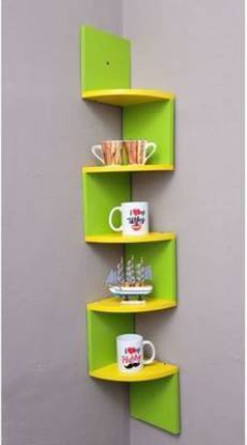 classiconline Wooden Wall Shelf (Number of Shelves - 5, Yellow, G