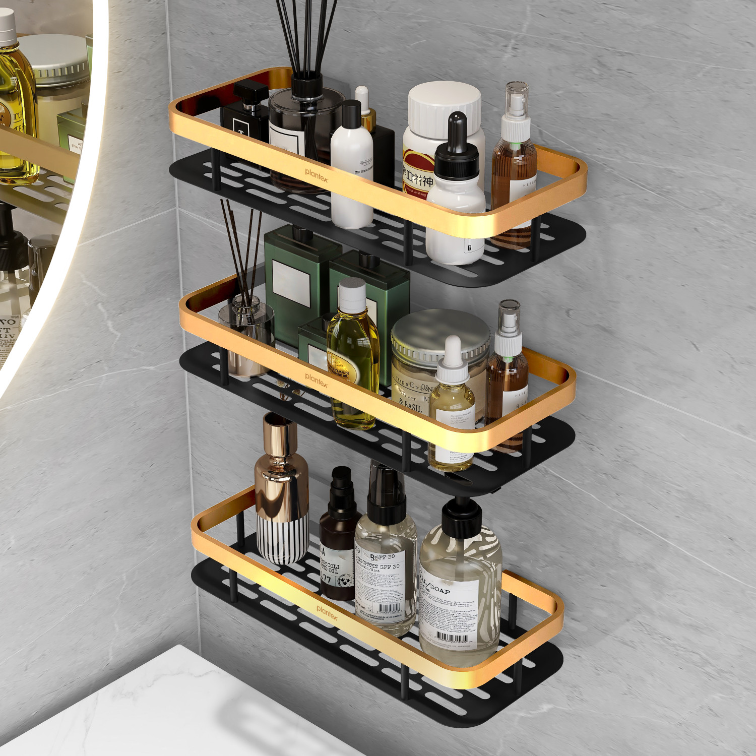 Image of Plantex Shelf for Bathroom /Multipurpose Shelf /Self-Adhesive Shelf for Home /Office(12x5) Aluminium, Stainless Steel Wall Shelf